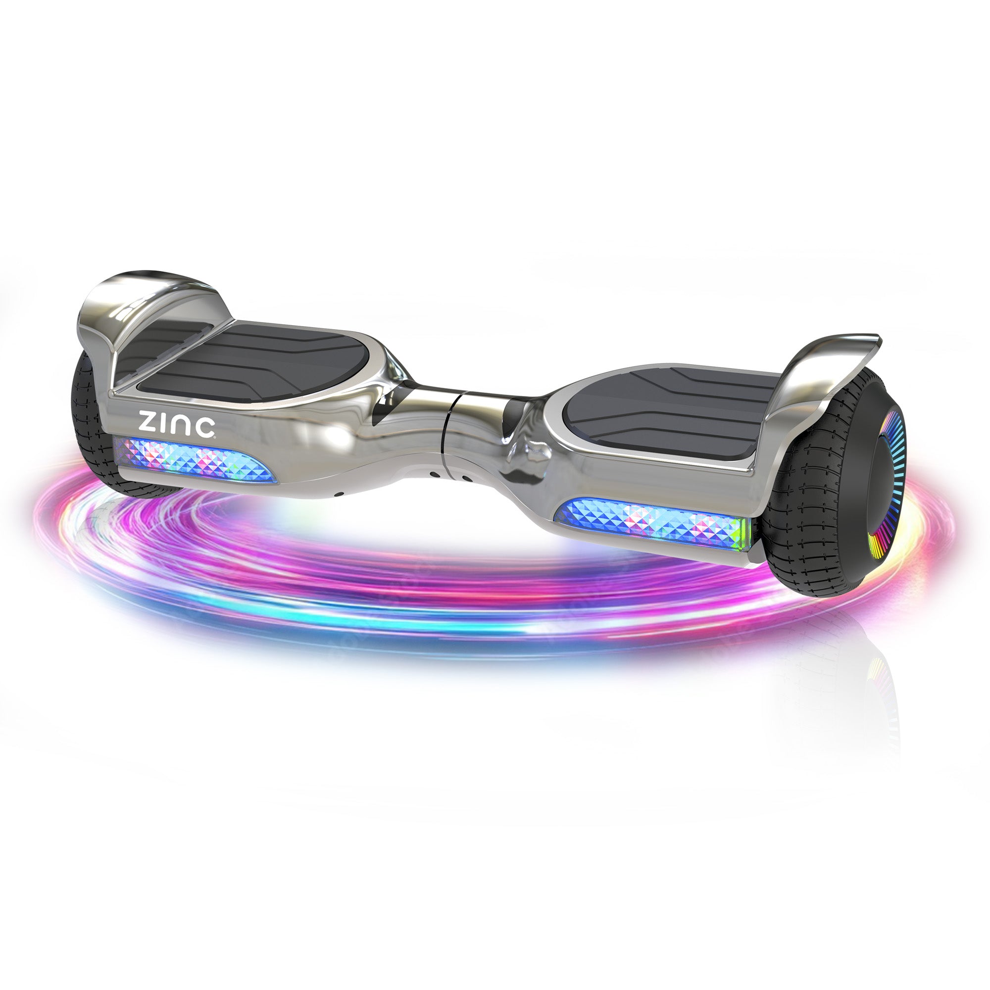 Zinc Megastar Self Balancing Chrome Hoverboard with bluetooth speaker, multi coloured LED lights  and 6.3 Inch wheels
