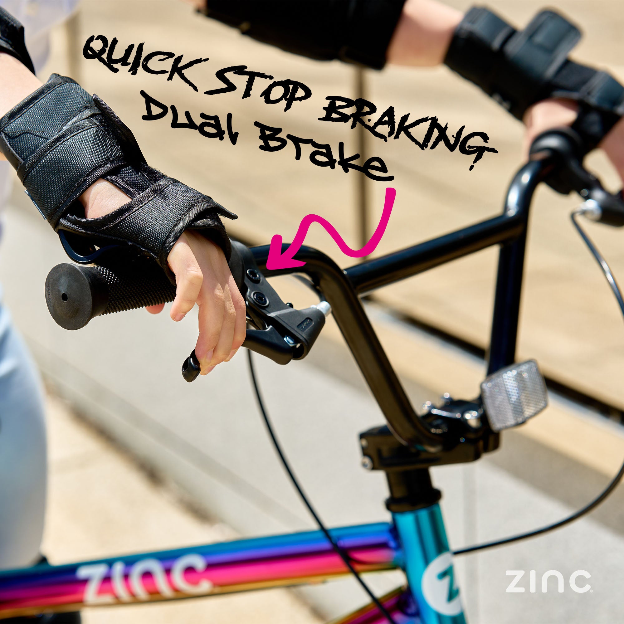 Zinc Neochrome 20inch BMX Bike Handlebar Detail - High-Rise BMX Handlebars with Rubber Grips