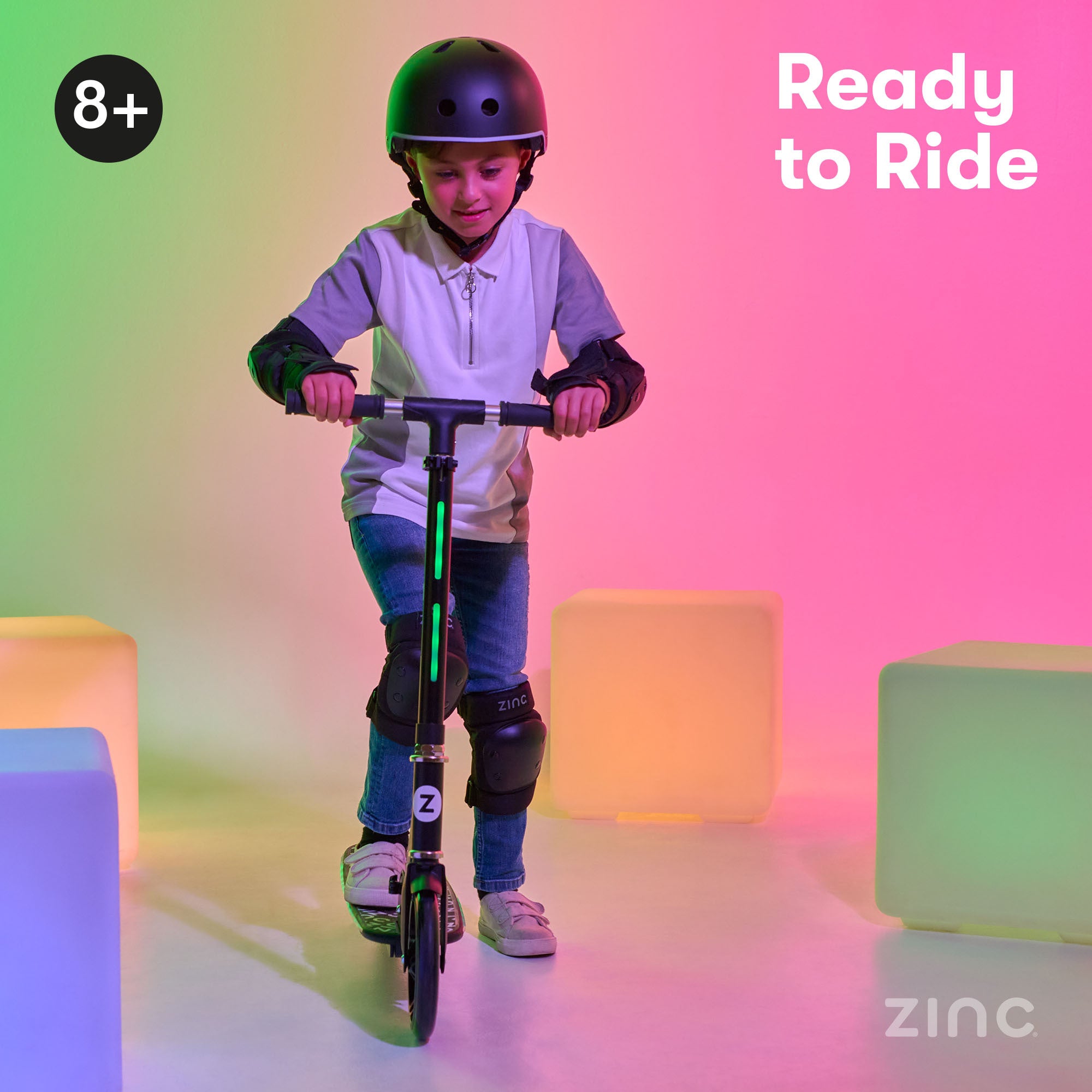 hild with Zinc Brillz LED Light Up Scooter - Professional Studio Photography