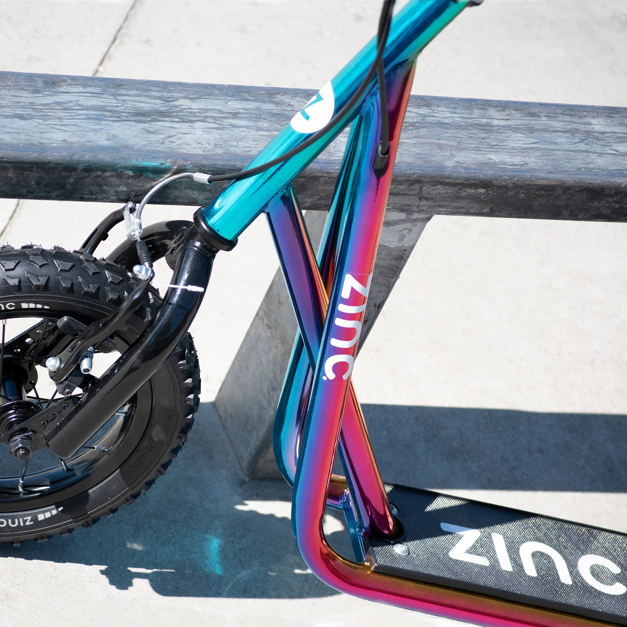 Zinc 12 Inch BMX Scooter Neochrome Multi-colour - Zinc Brand Logo Close-up