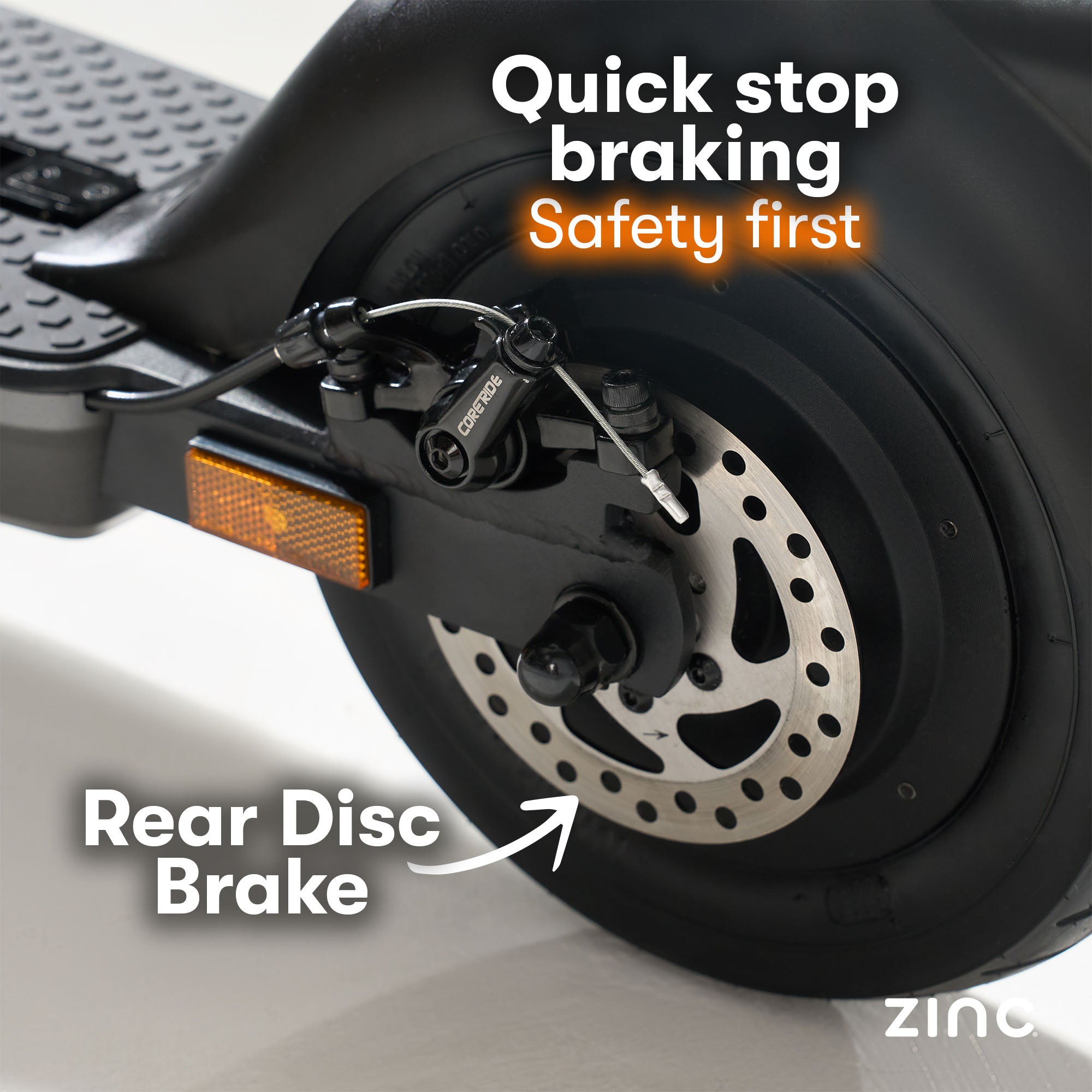 Dual braking system featuring mechanical brake and electric drum brake for fast, safe stopping