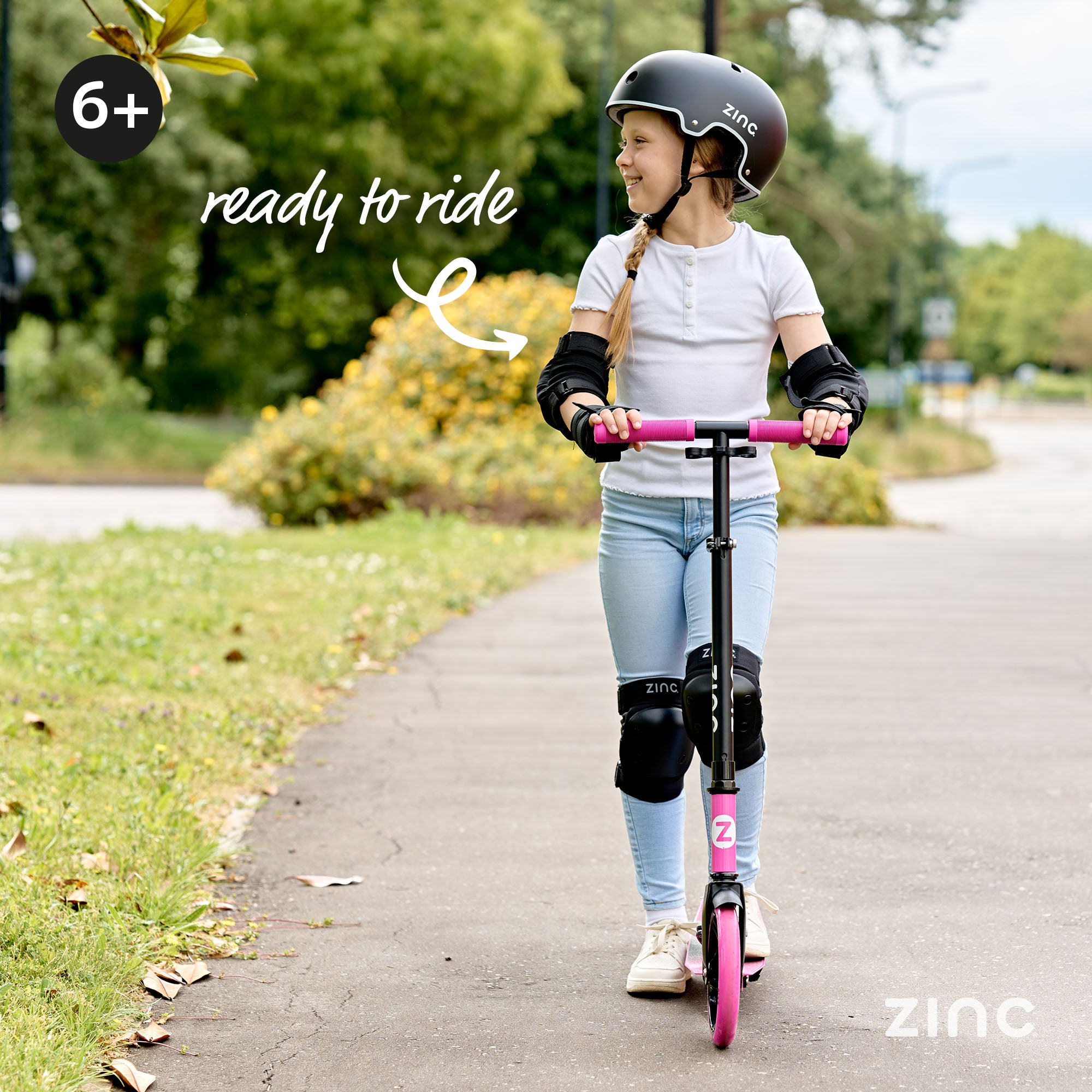 Zinc Cruise Scooter in pink ready to ride