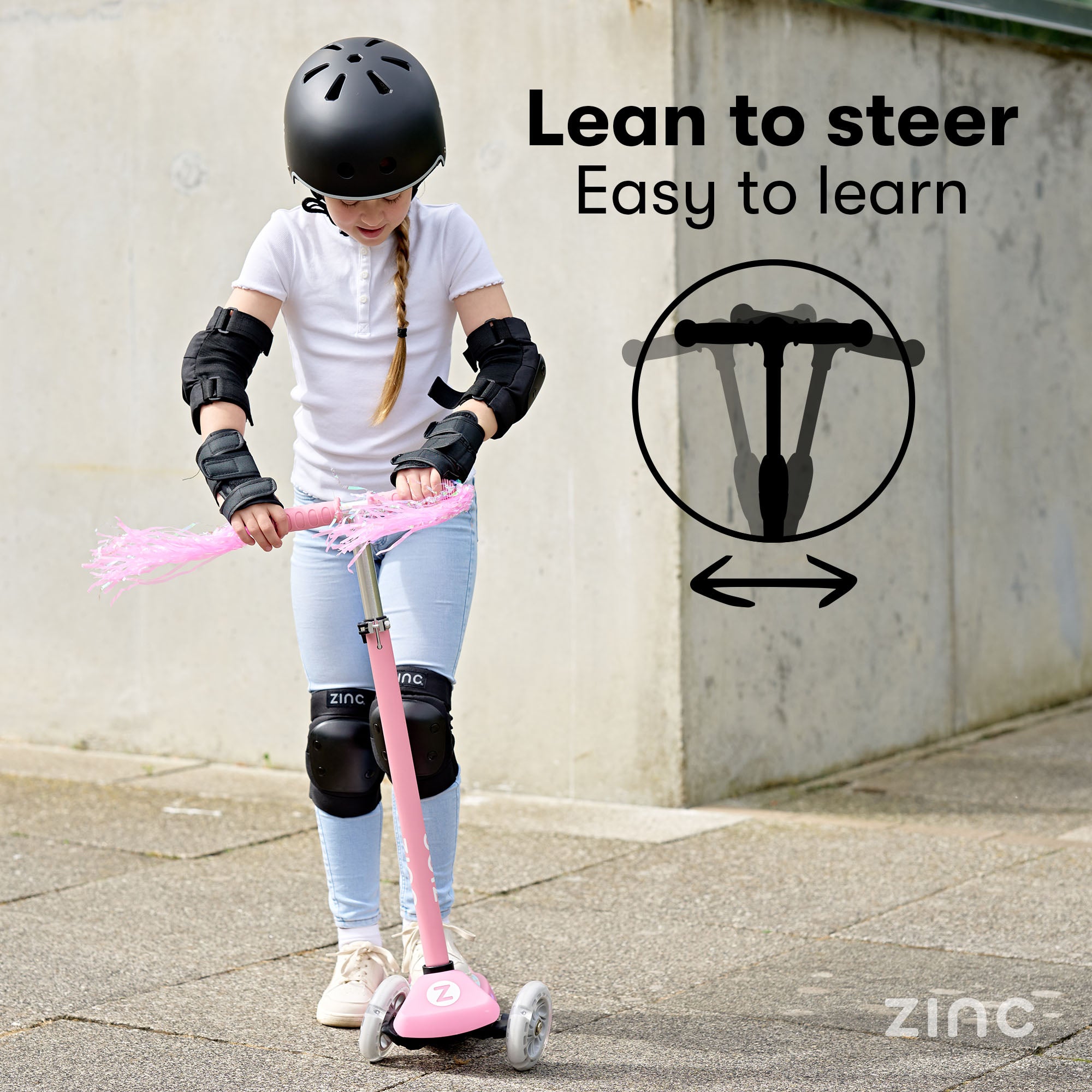 Zinc Superstar Non Folding Scooter Unicorn - front view showcasing handlebar design and wheel configuration