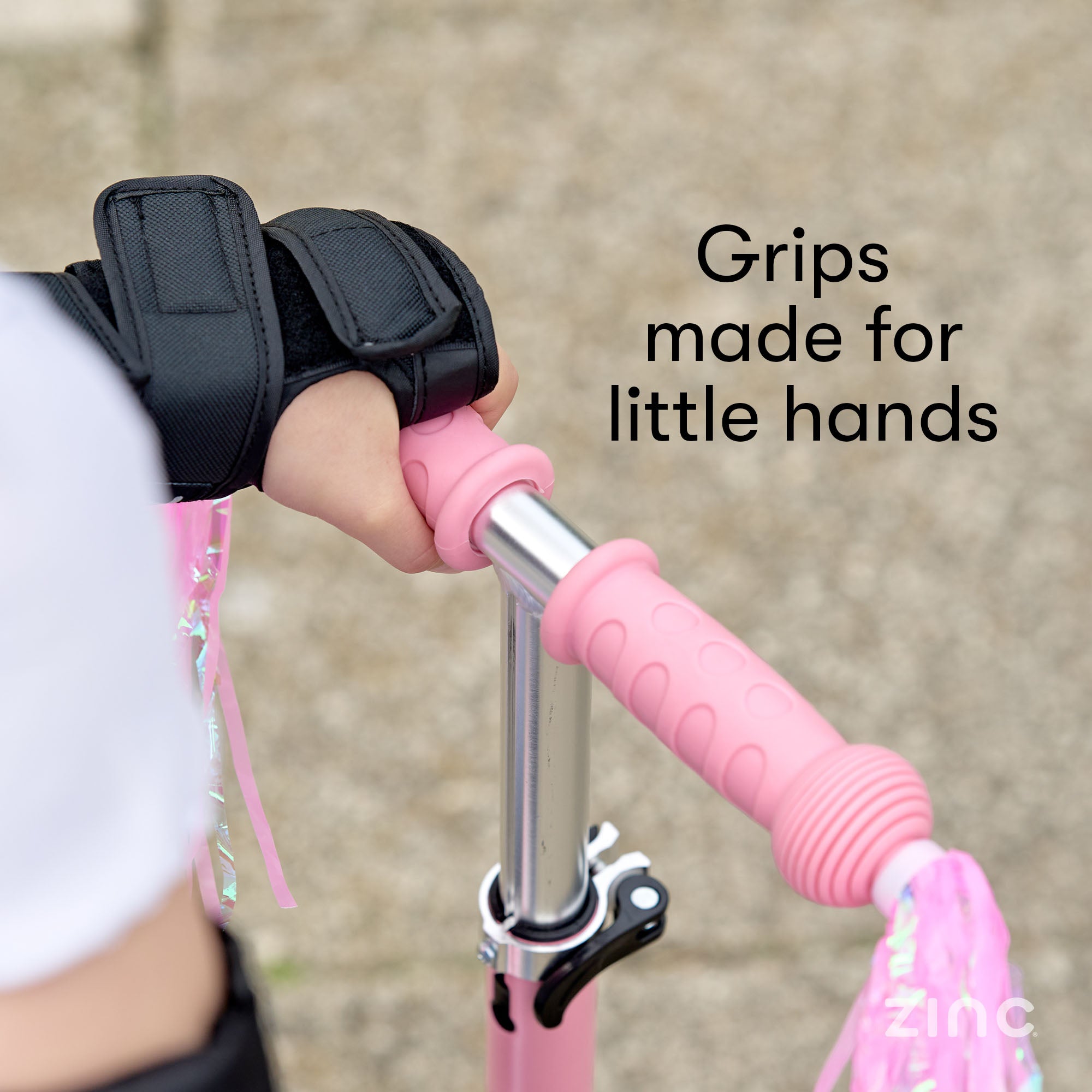 Zinc Superstar Non Folding Scooter Unicorn - detailed view of handlebar grips and steering mechanism