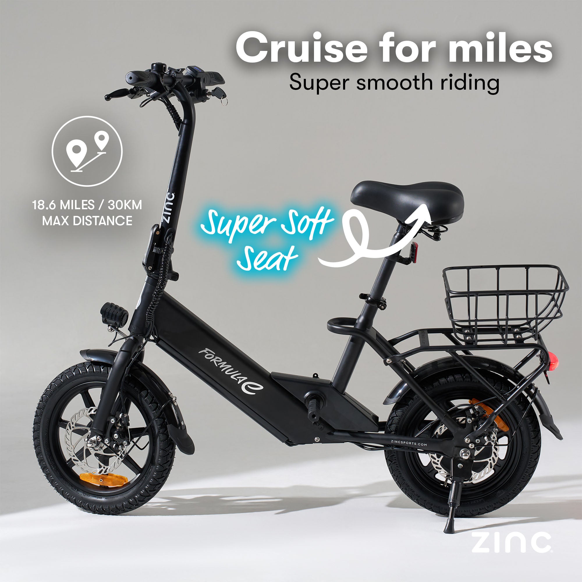 Comfortable seated electric scooter with robust frame supporting adults up to 120kg weight capacity