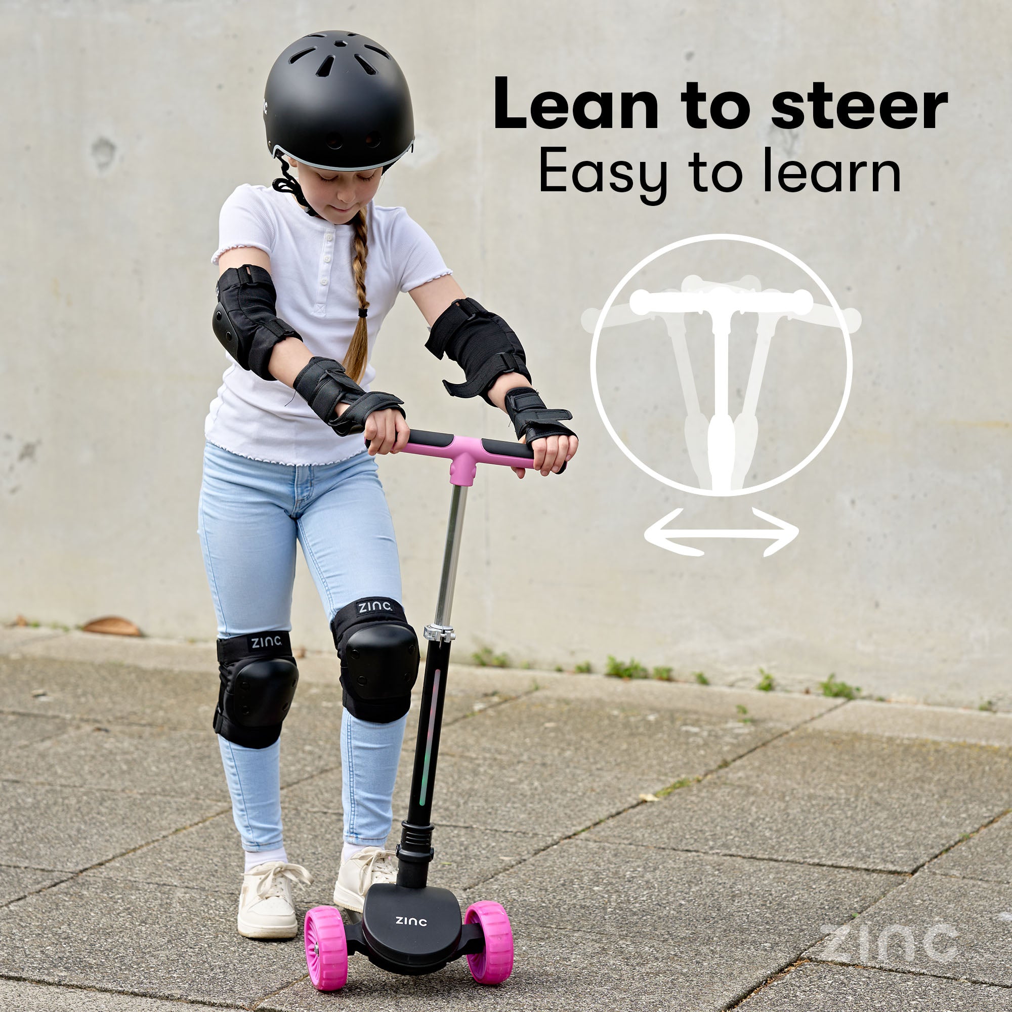 Zinc T-Motion Shine scooter black/pink variant - detail view