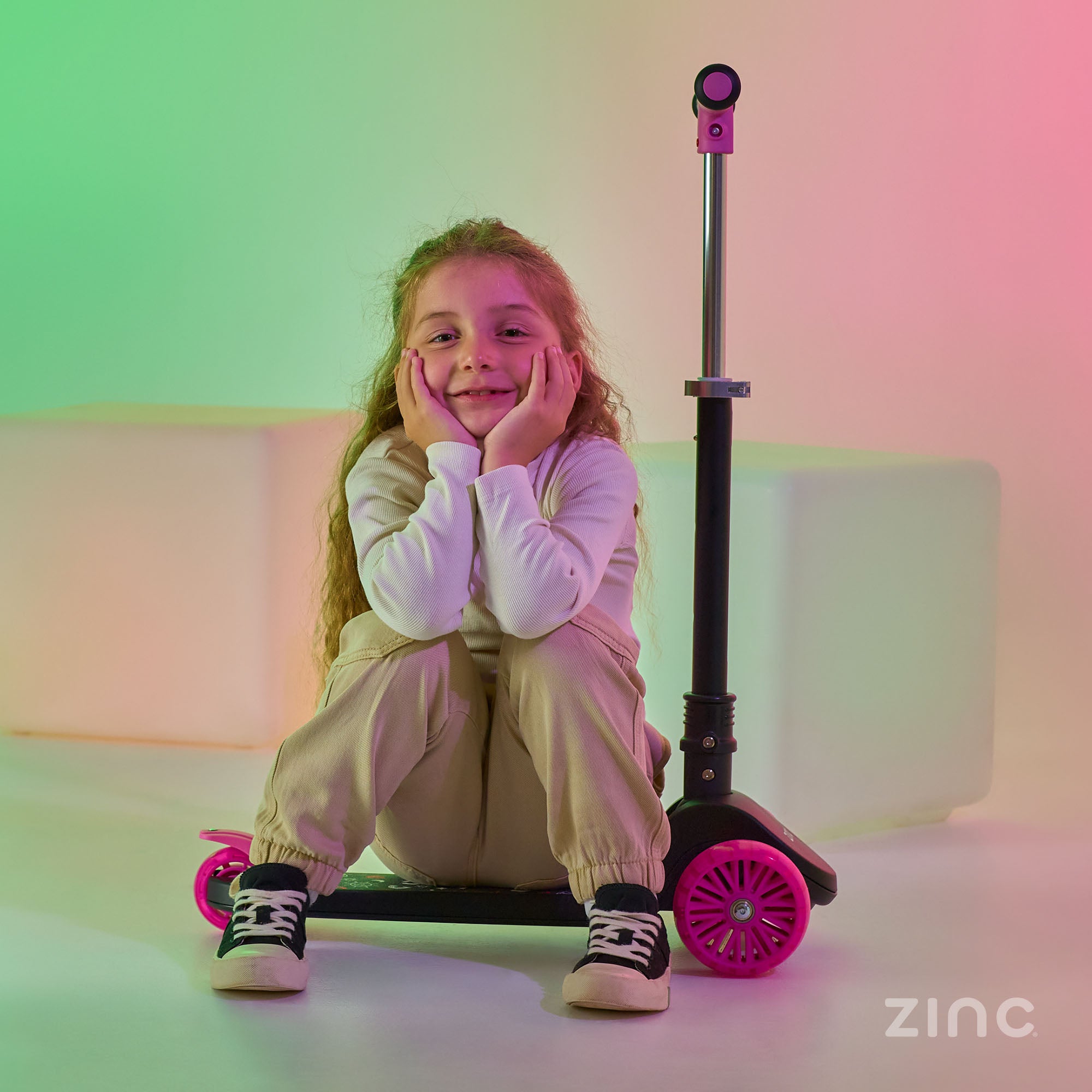 Black and pink T-Motion Shine scooter complete product view
