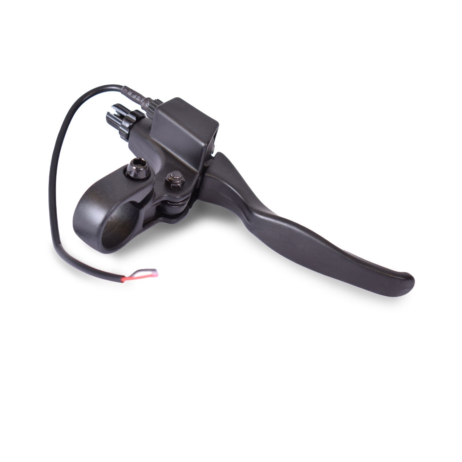 A black folding scooter brake lever with a connected wire and brake switch, designed for the Swift Plus electric scooter.