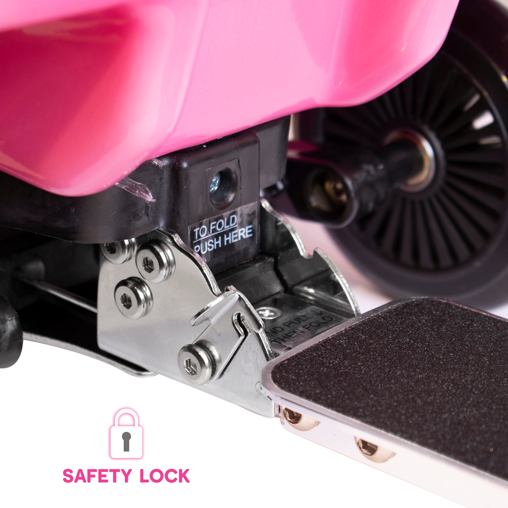 Close up of safety lock on a Flyte scooter suitcase