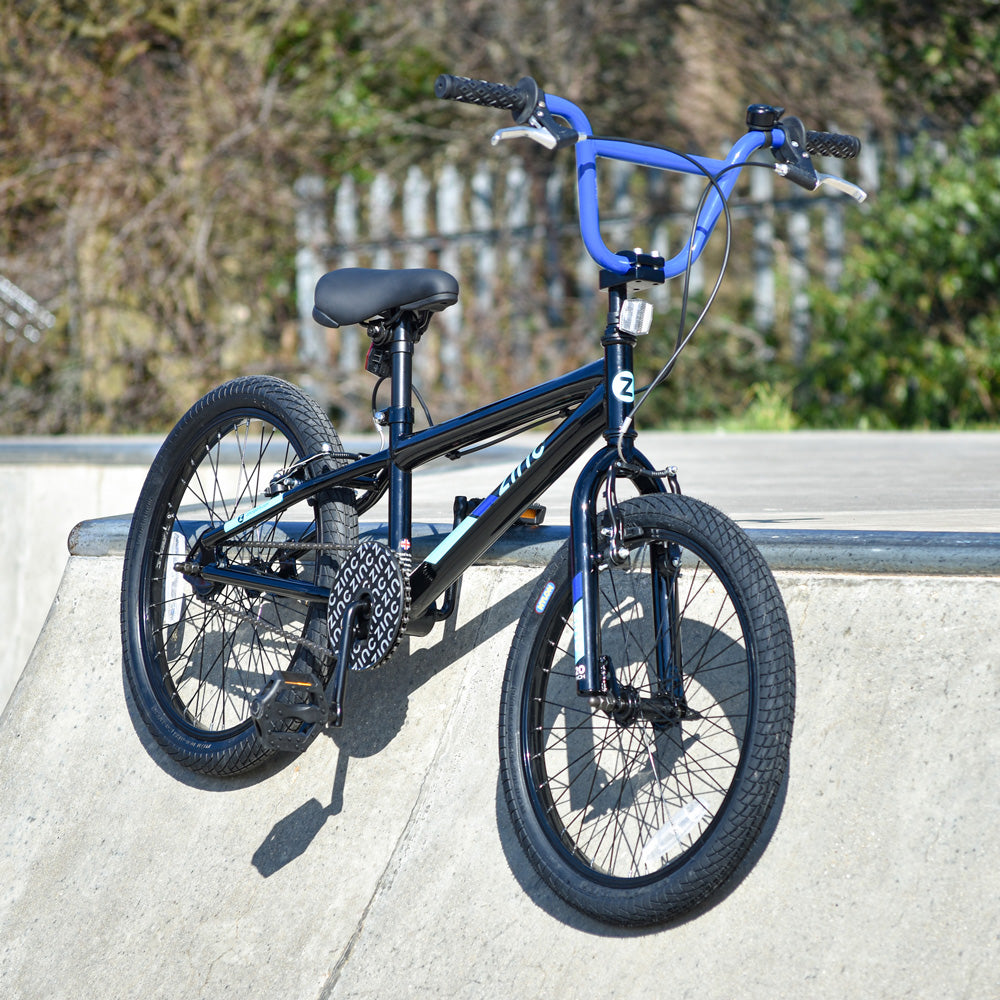 ZINC Switch BMX bike positioned at skate park ready for riding