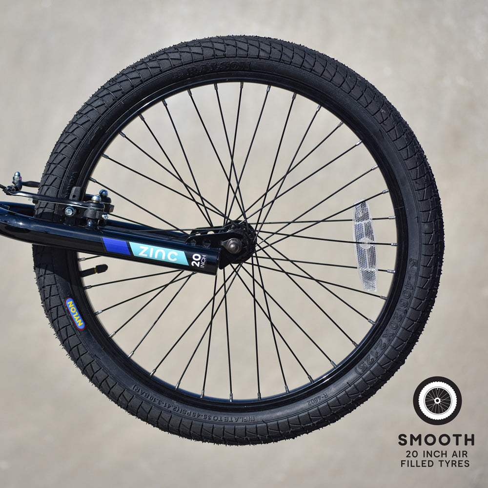 Zinc Switch BMX Bike Wheel Close-up - 20 Inch BMX Wheels with Safety Reflectors