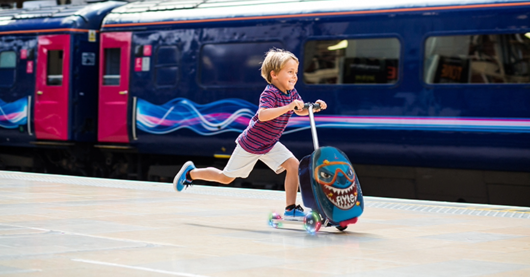 Kids scooter suitcase making family travel fun and adventurous