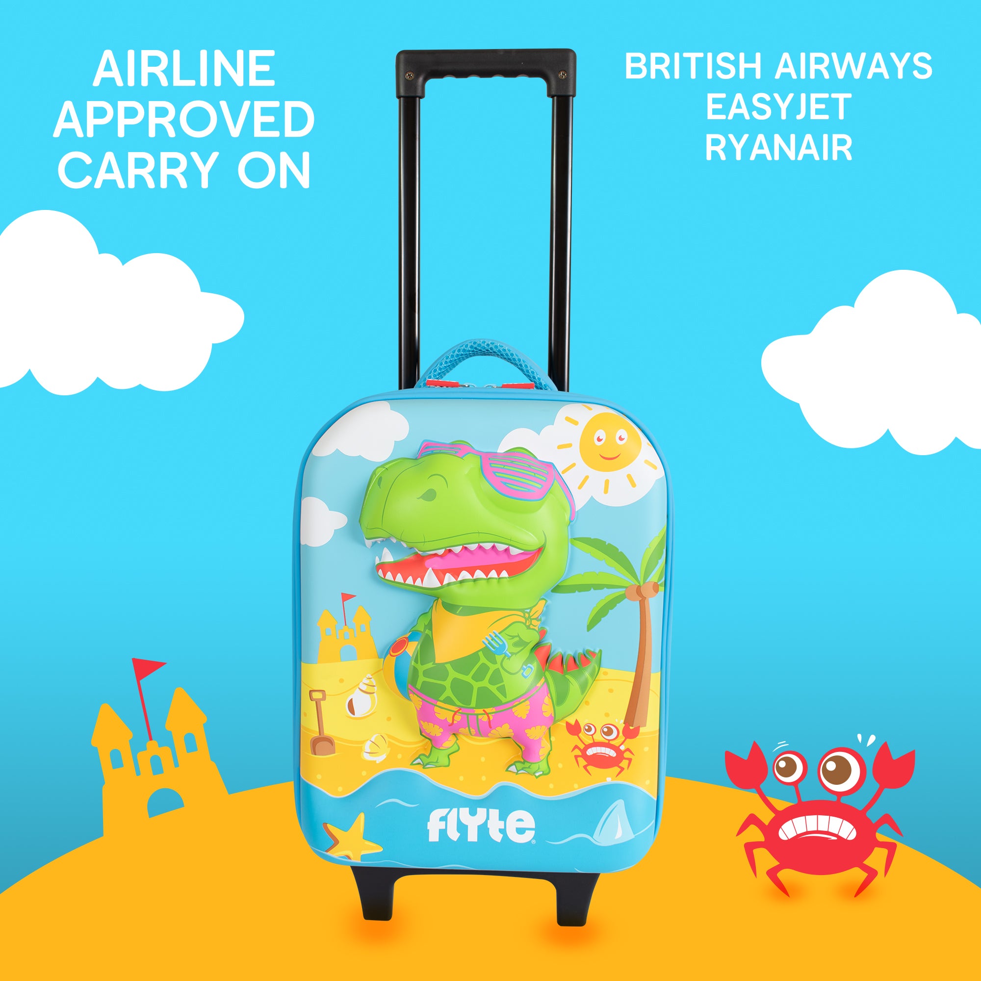 Flyte 2 Wheel 3D Hardtop Cabin Suitcase - Dinosaur