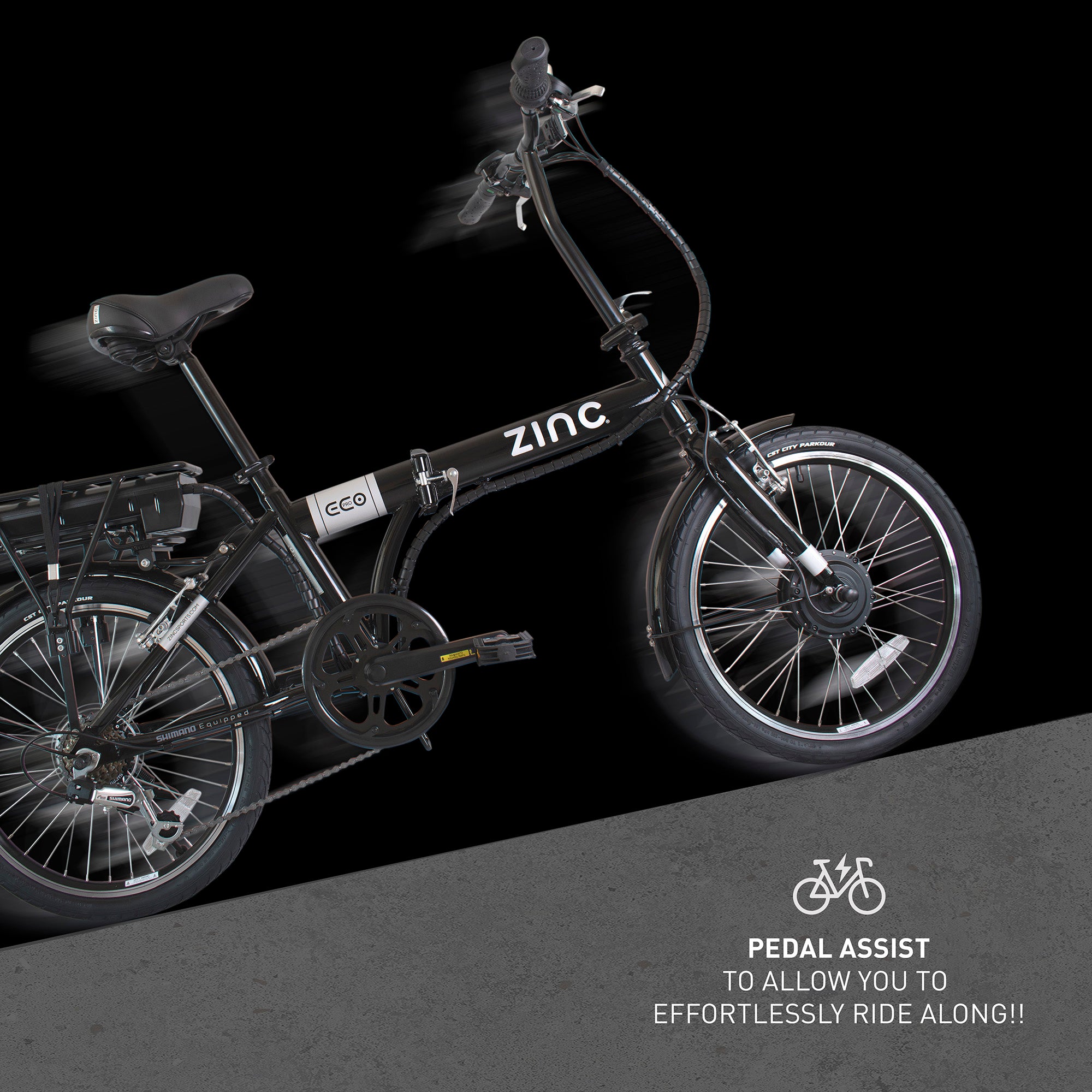 Zinc electric bike with pedal assist for effortless riding
