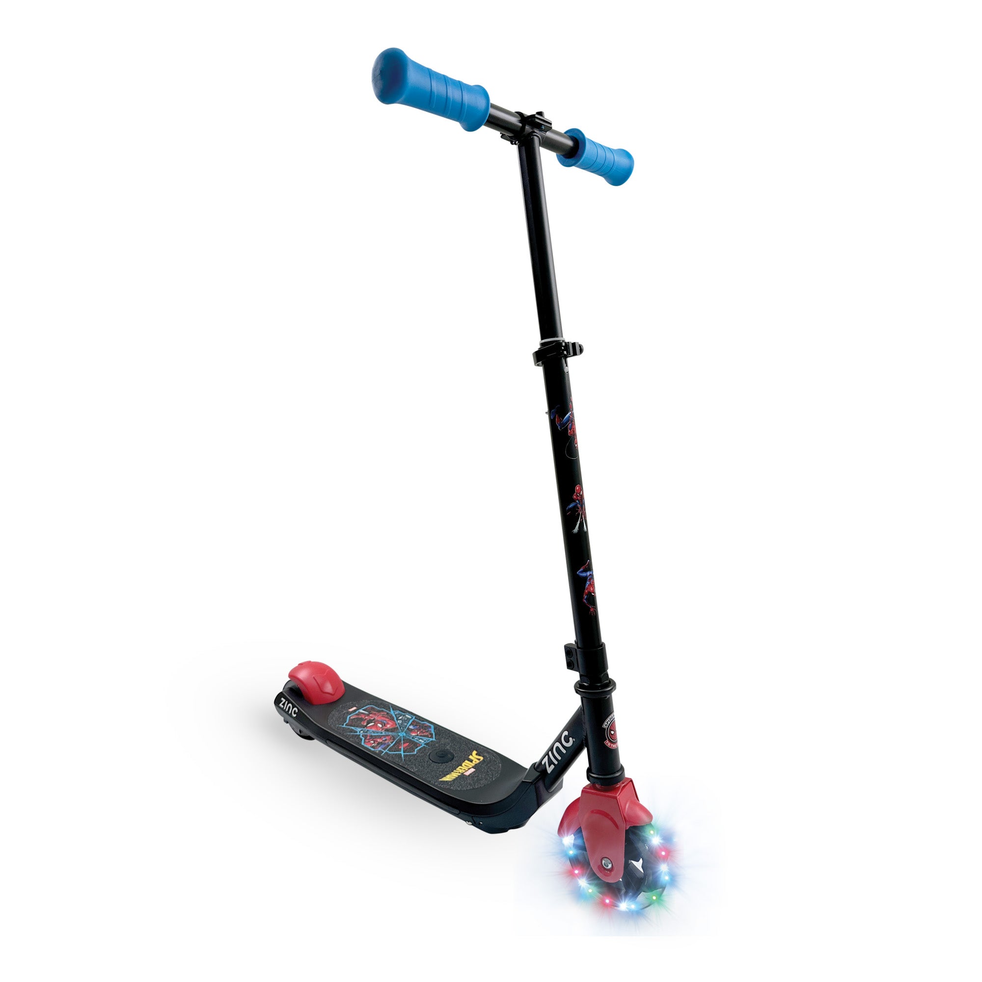 Safe electric scooter for children 6+ with Spiderman theme, perfect for outdoor superhero adventures