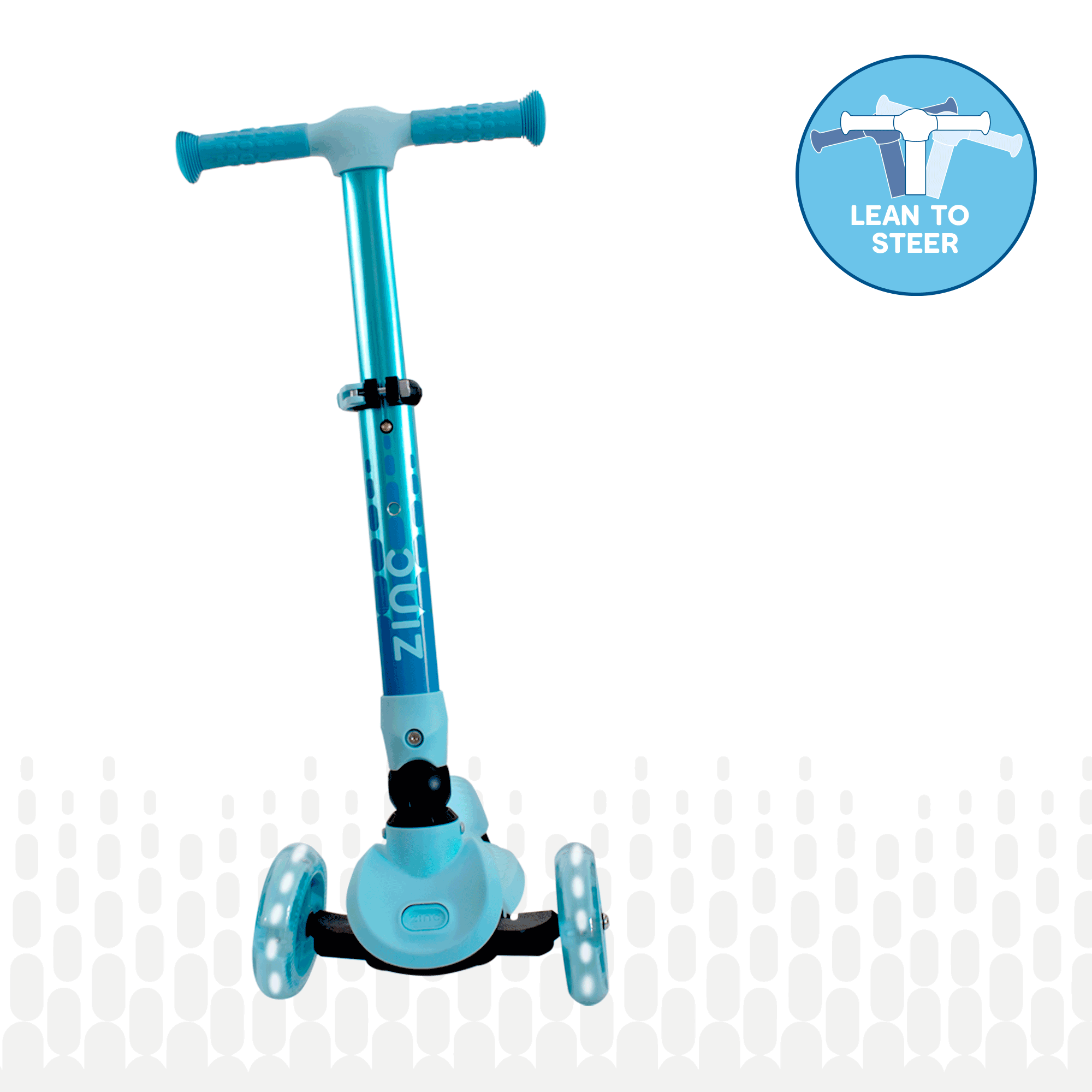 Animated GIF showing blue Zinc Flyte scooter steering demonstration