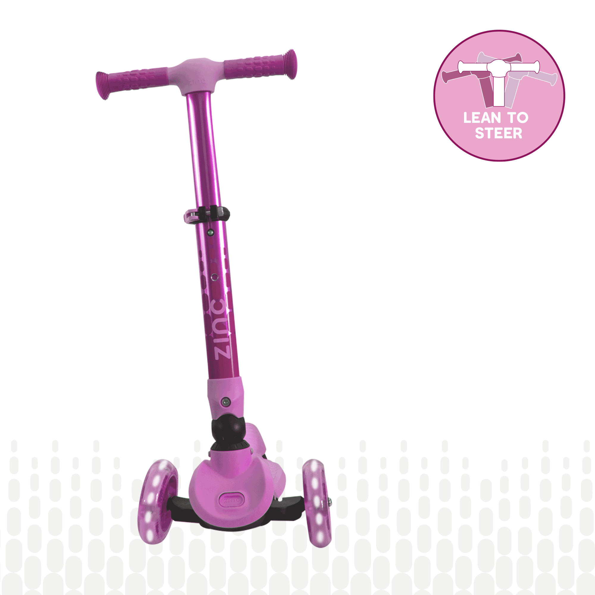 Animated GIF showing pink Zinc Flyte scooter steering demonstration