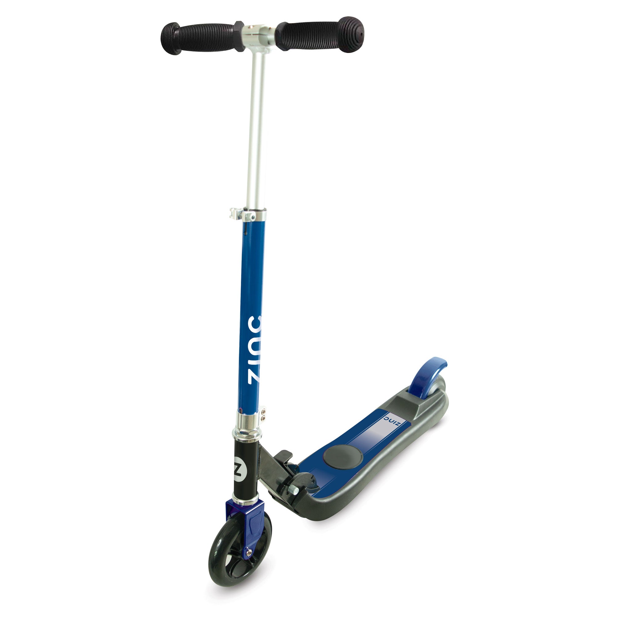 Zinc E4 Kids Electric Scooter in blue with adjustable height handlebar and anti-slip footplate for ages 6+