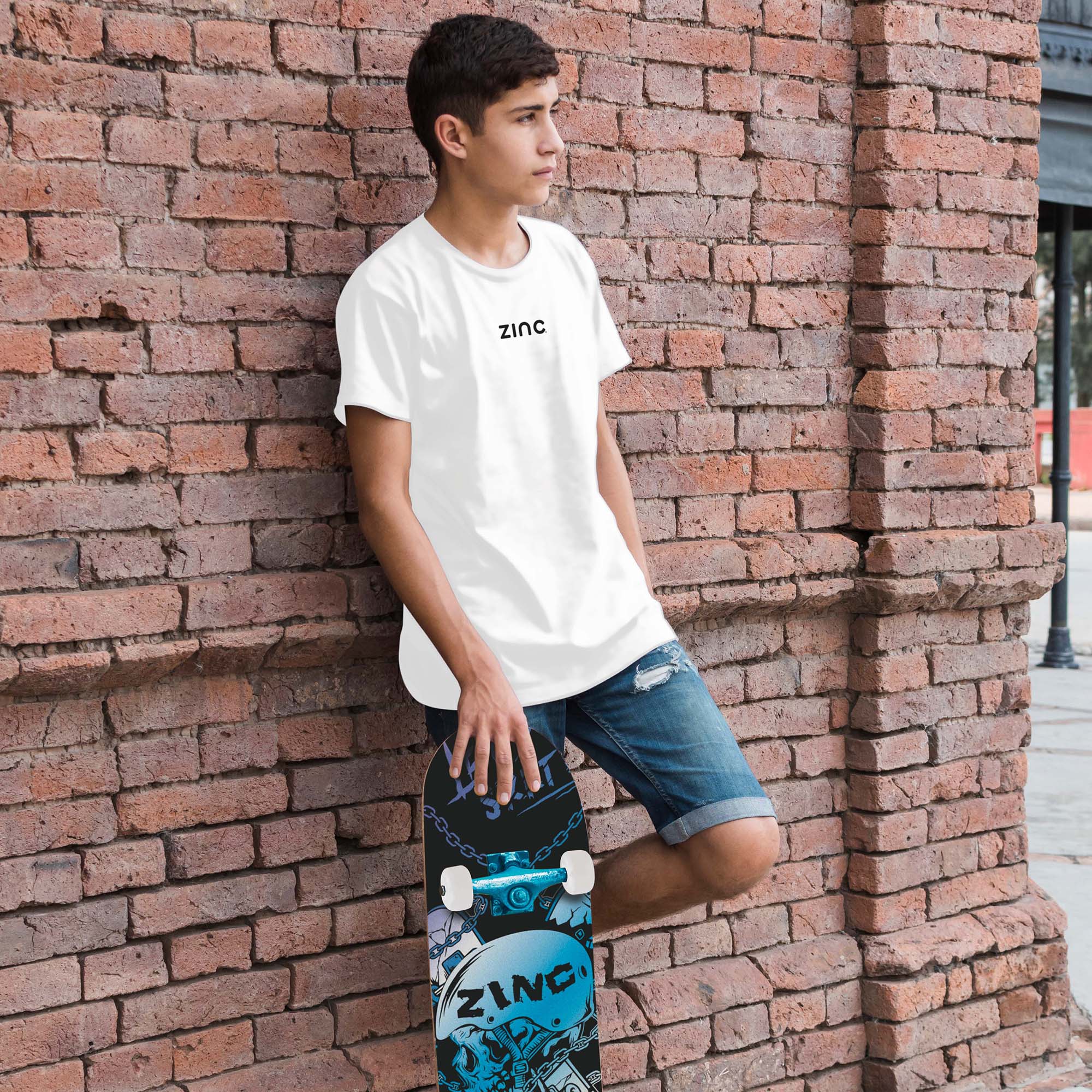 Zinc organic cotton t-shirt back view - sustainable adults streetwear with King Of The Streets design