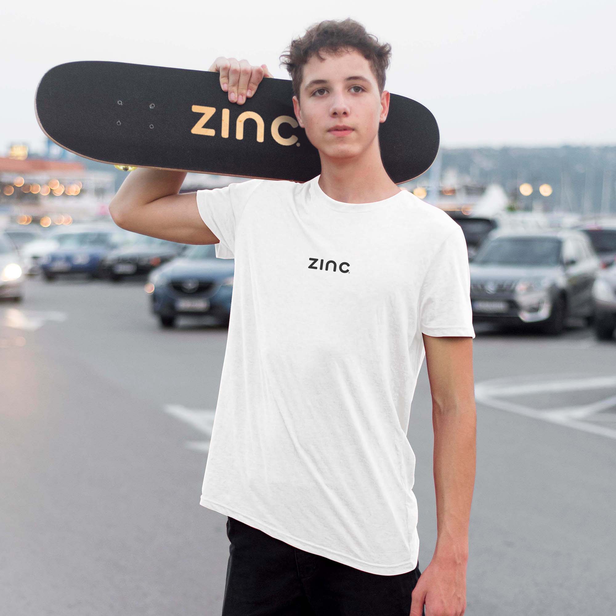 Close-up of King Of The Streets skateboard graphic on organic cotton t-shirt - ZINC quality print detail