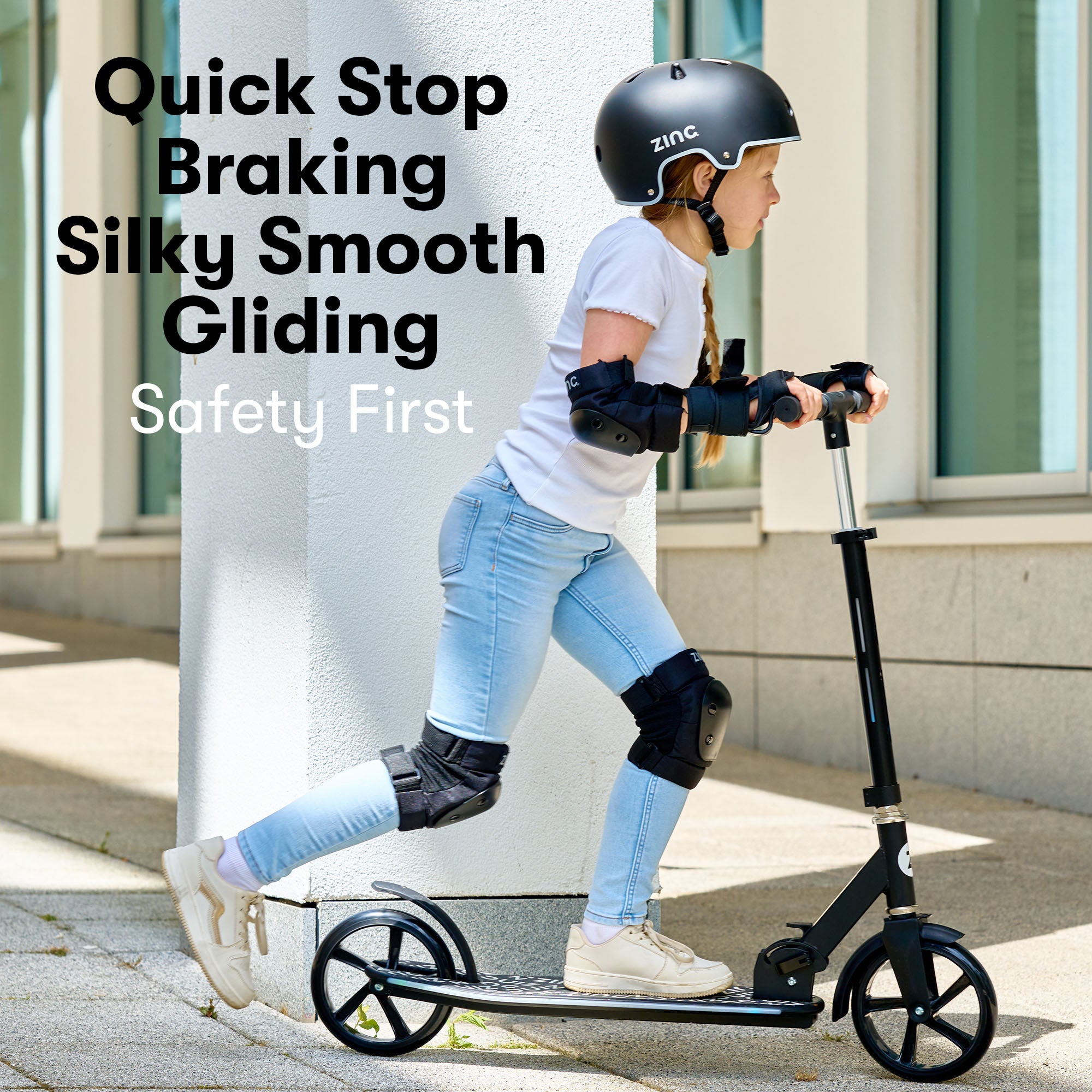 Zinc Brillz Light Up Big Wheeled Folding Scooter - Wheel and Light Detail