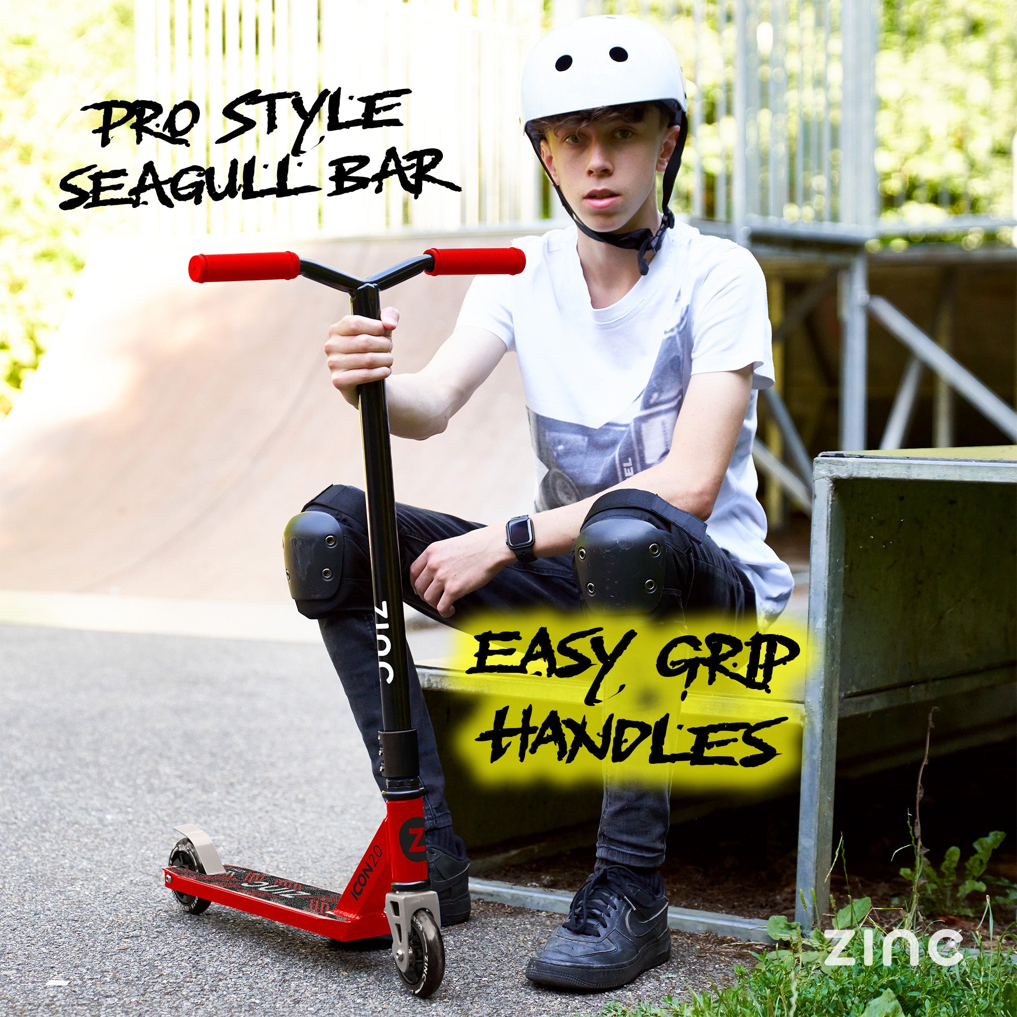 Zinc Icon 2.0 pro-style seagull handlebars with solid triple clamp for enhanced strength and durability