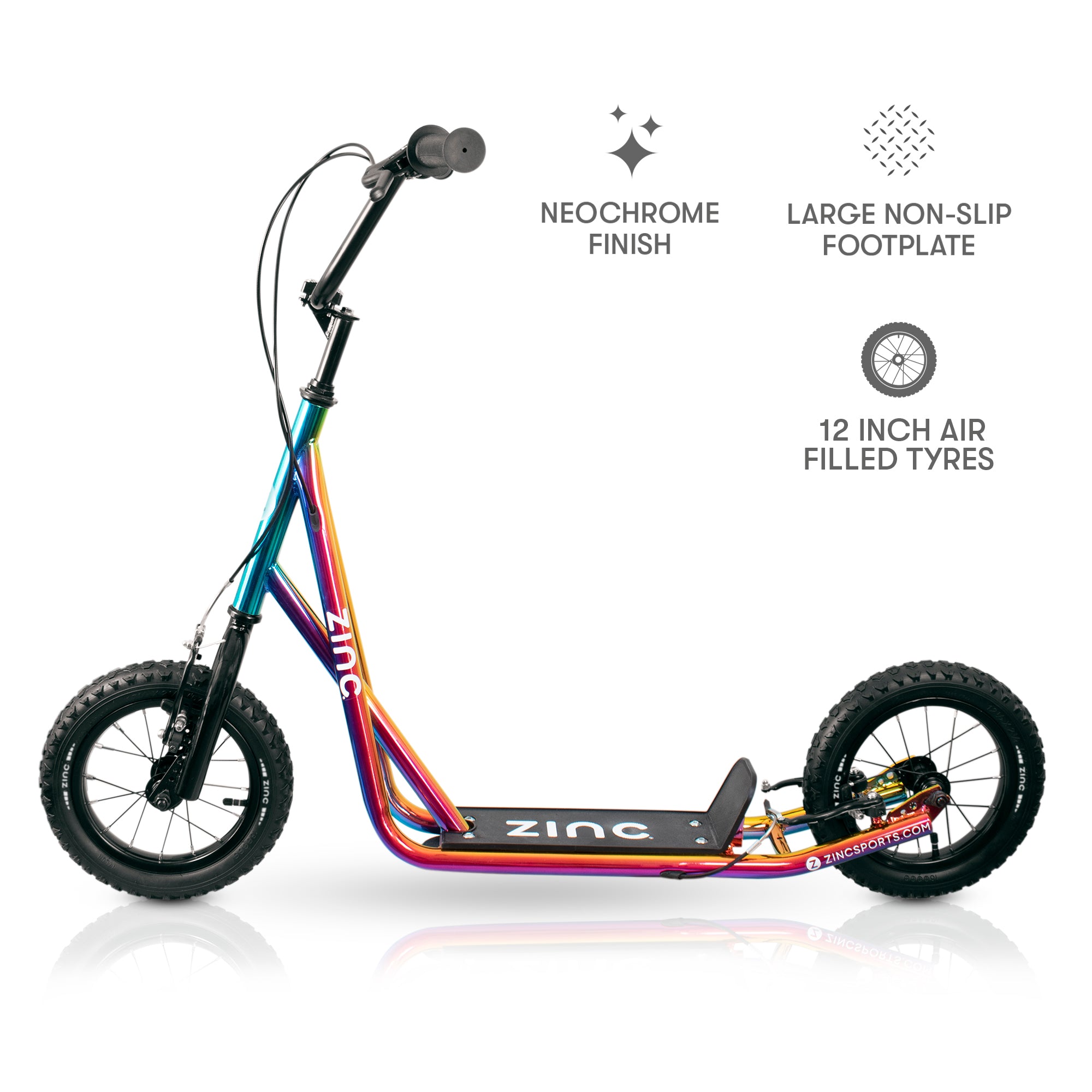 Zinc 12 Inch BMX Scooter Neochrome Multi-colour - Side Profile View