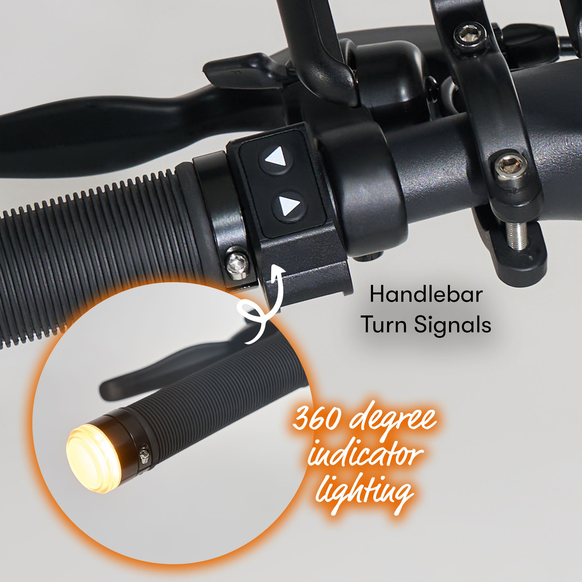 360-degree visibility with bright LED headlight and handlebar turn signals for enhanced safety