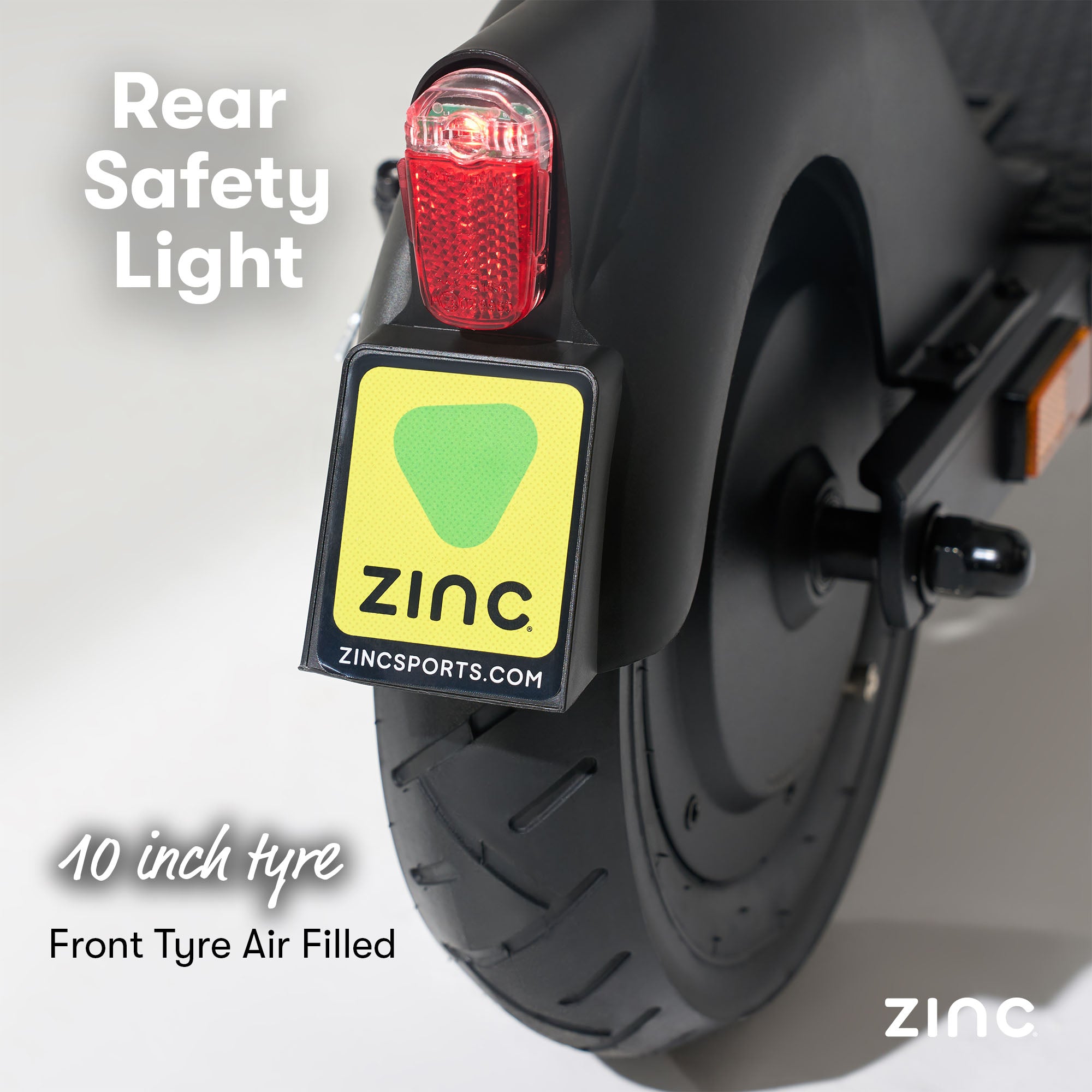 10-inch air-filled tyres with front-fork suspension providing comfort on rough city terrains