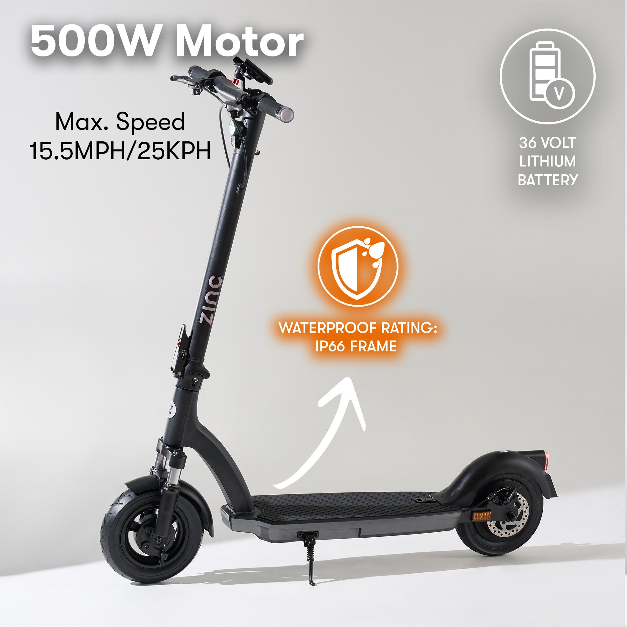 IP66 water-resistant electric scooter designed for all-weather riding in rain or shine conditions