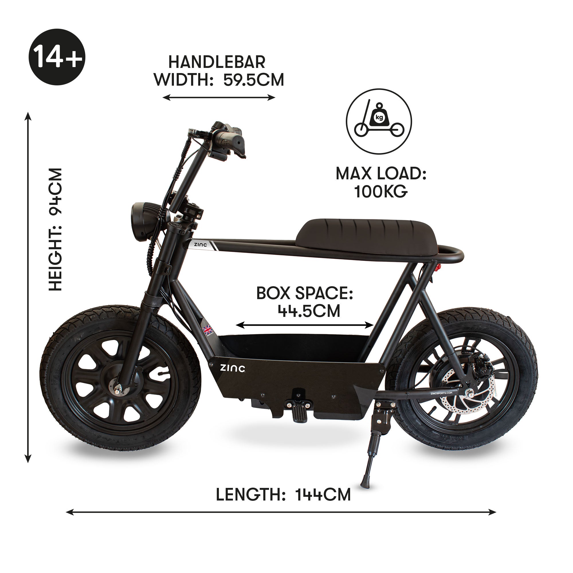Zinc Sprintr 350W 16inch Fat Tyre Electric Seated Scooter Ride ZINC UK s No 1 Scooter Brand