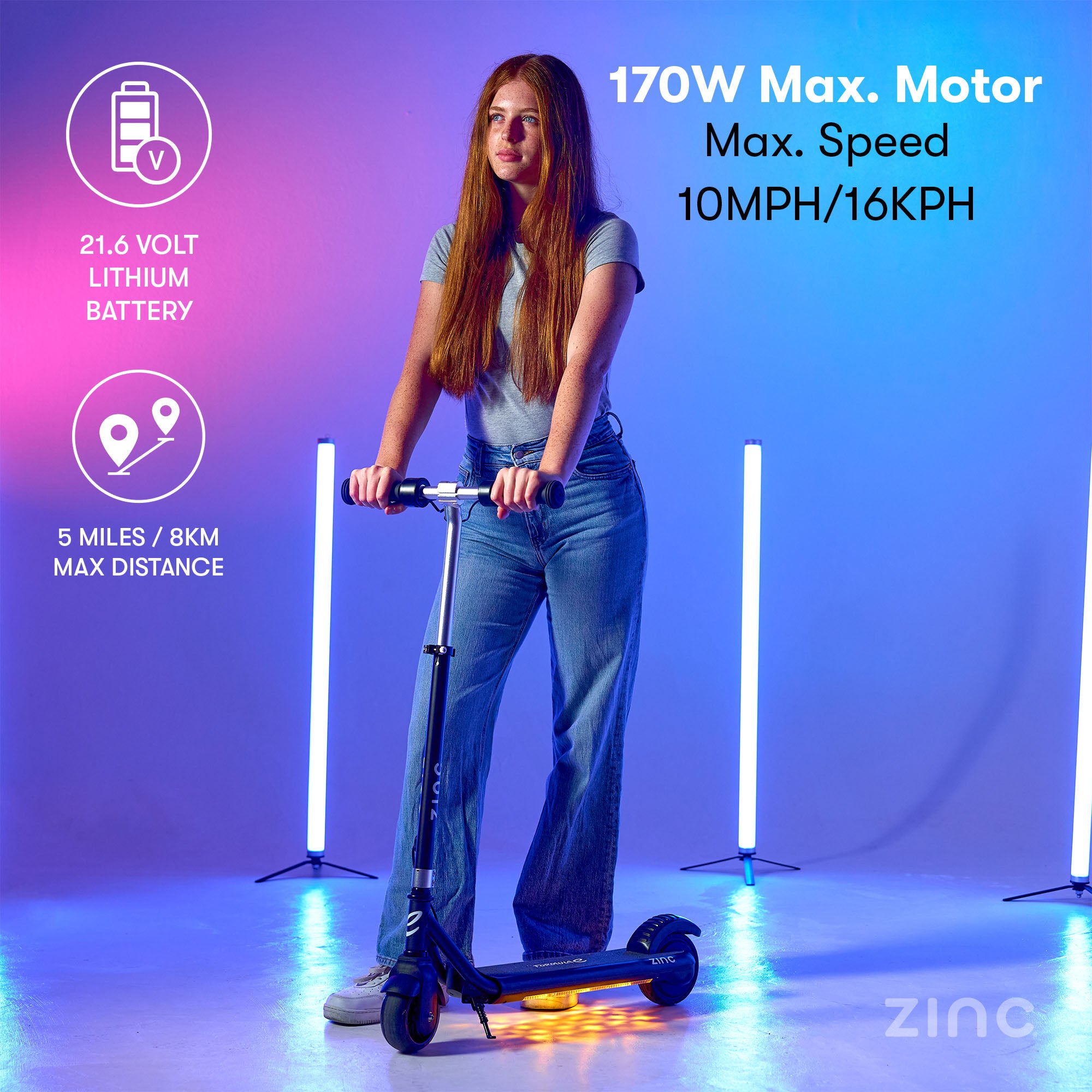 Kids electric scooter with thumb brake lever and assisted throttle for safe 15km/h riding speed