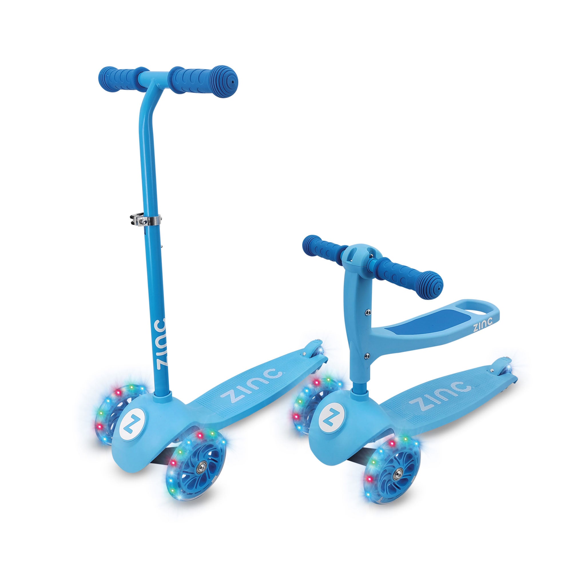 Zinc My First 3-in-1 Kids 3 Wheel Scooter Ride On Blue - main product view with convertible design for young children