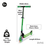 Zinc Two Wheeled Folding Light Up Identity Scooter
