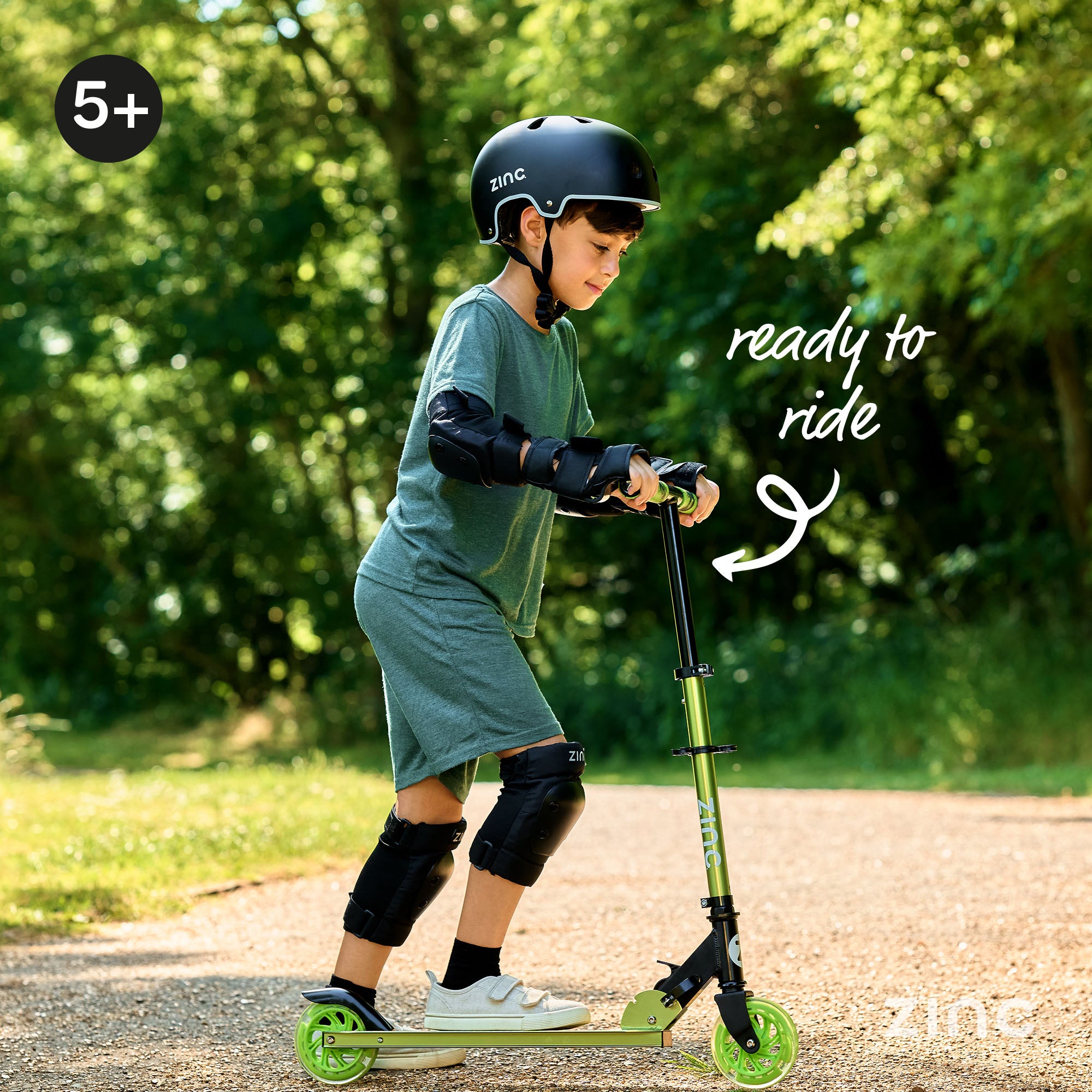 Green Identity scooter showing premium build quality and innovative light up wheel design