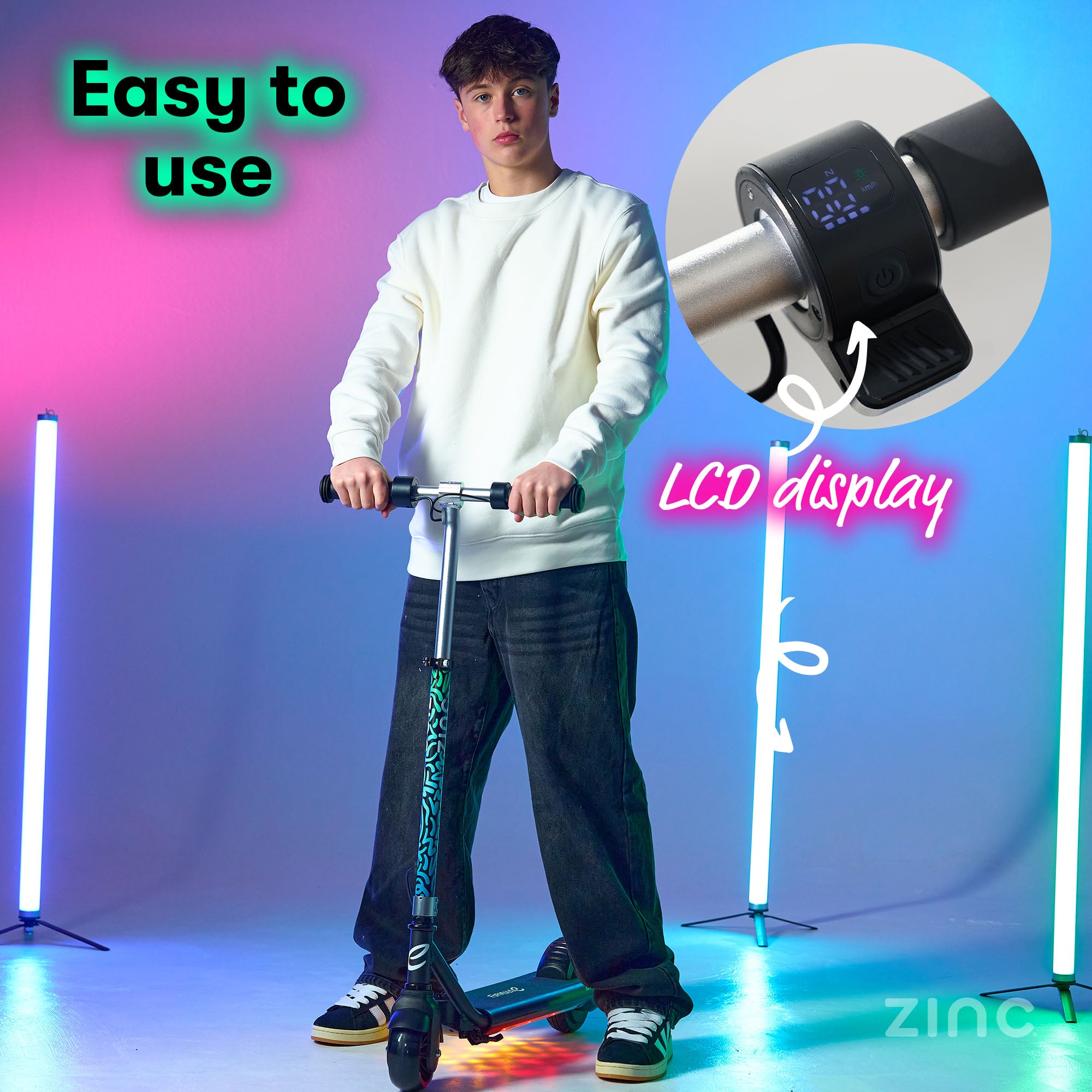 Formula E Scout Torque electric scooter featuring premium design with LCD speed display