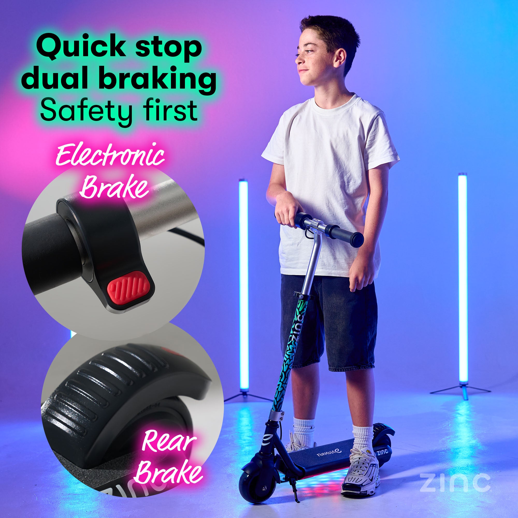 Formula E Scout Torque electric scooter featuring premium design with dual braking