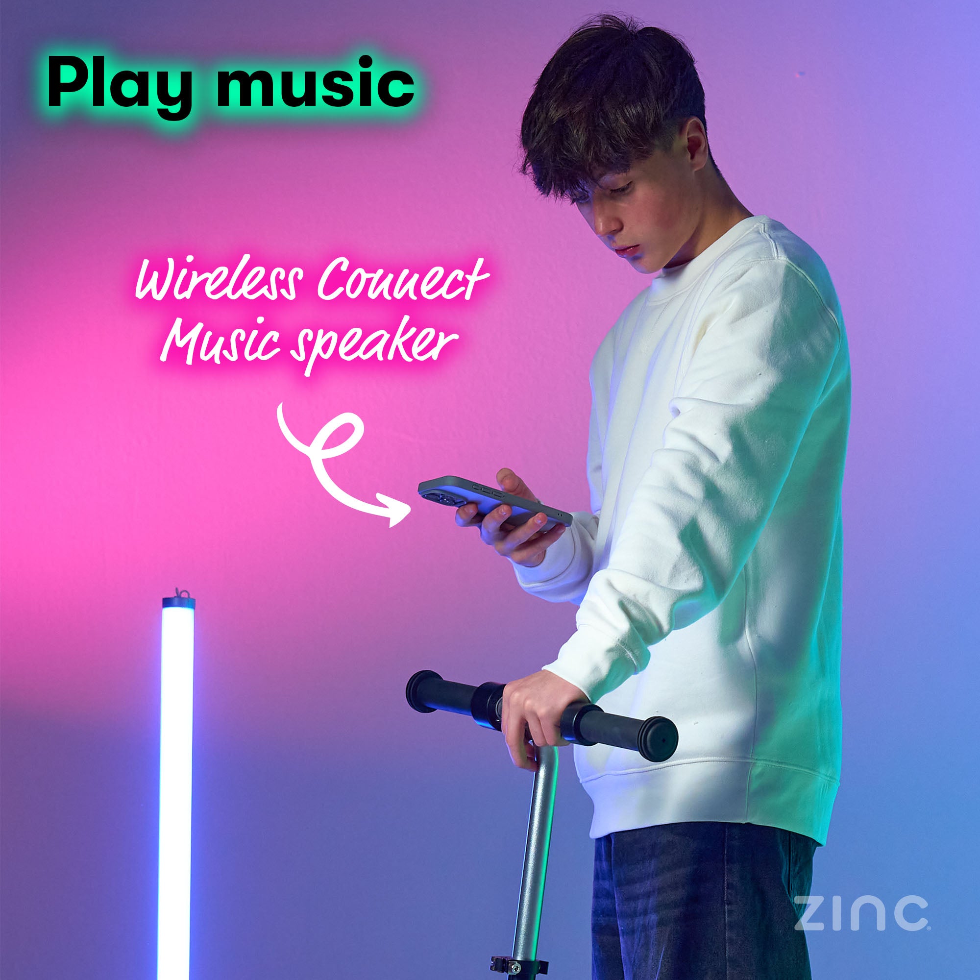 Formula E Scout electric scooter with wireless music speaker