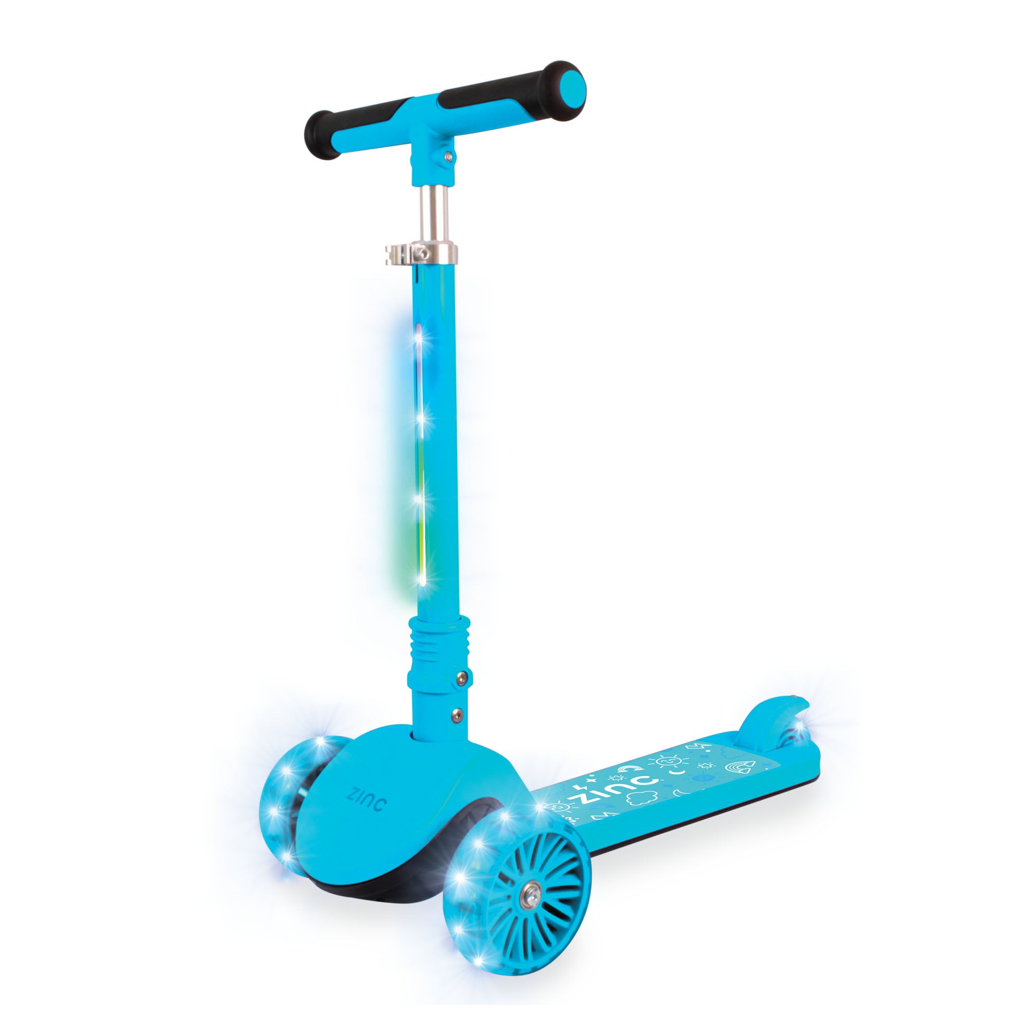 Zinc T-Motion Shine scooter in blue with LED feature