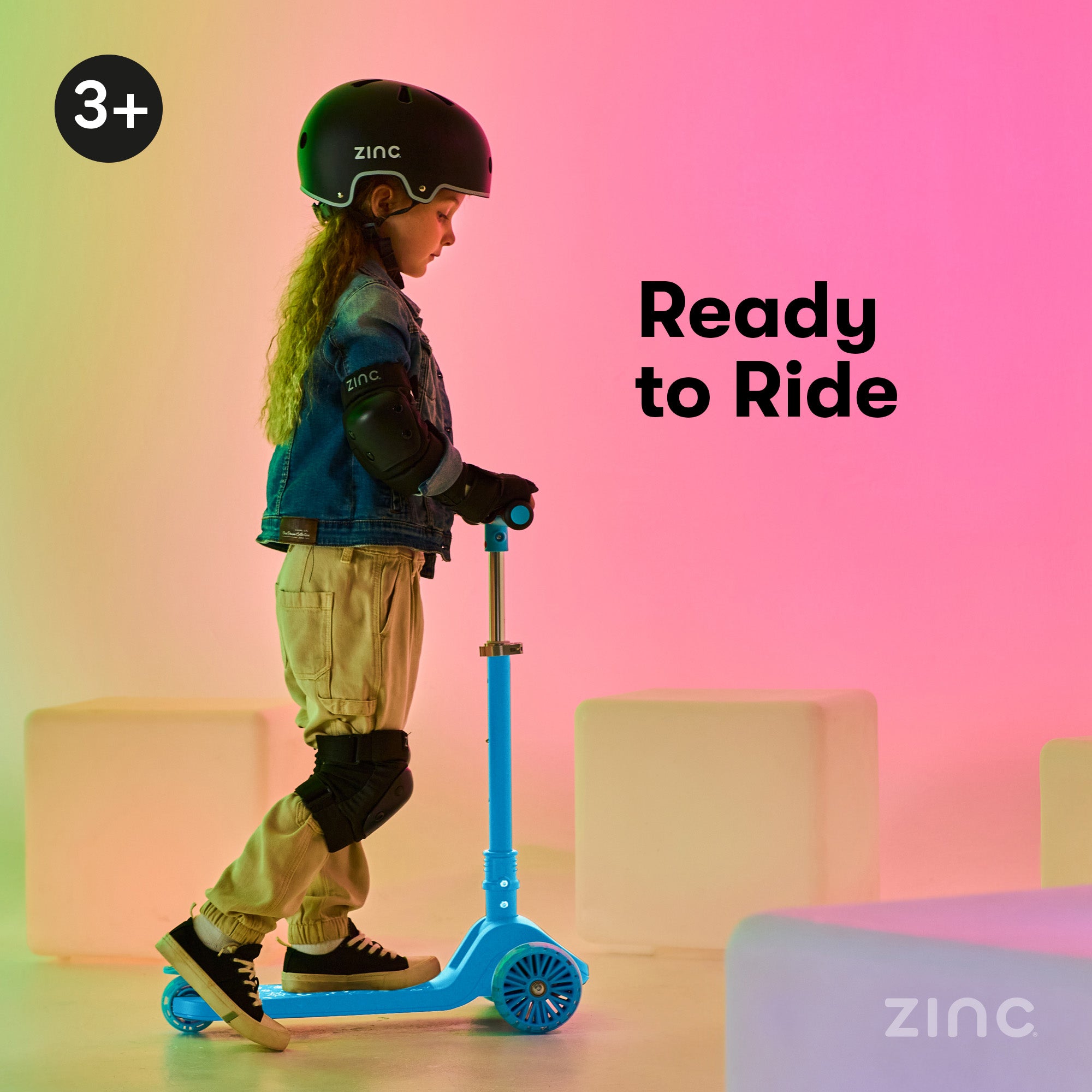 Zinc T-Motion Shine scooter  blue in use ready to ride