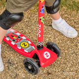 Zinc Three Wheeled Explorer Non Folding Scooter with Light Up Wheels - Racing Car