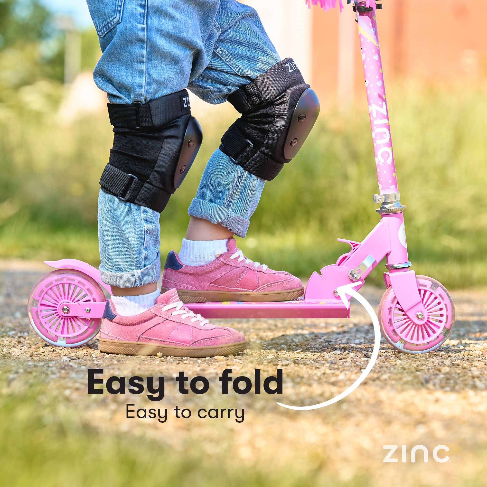 Compact folding unicorn scooter with one-click folding mechanism for easy storage and transport