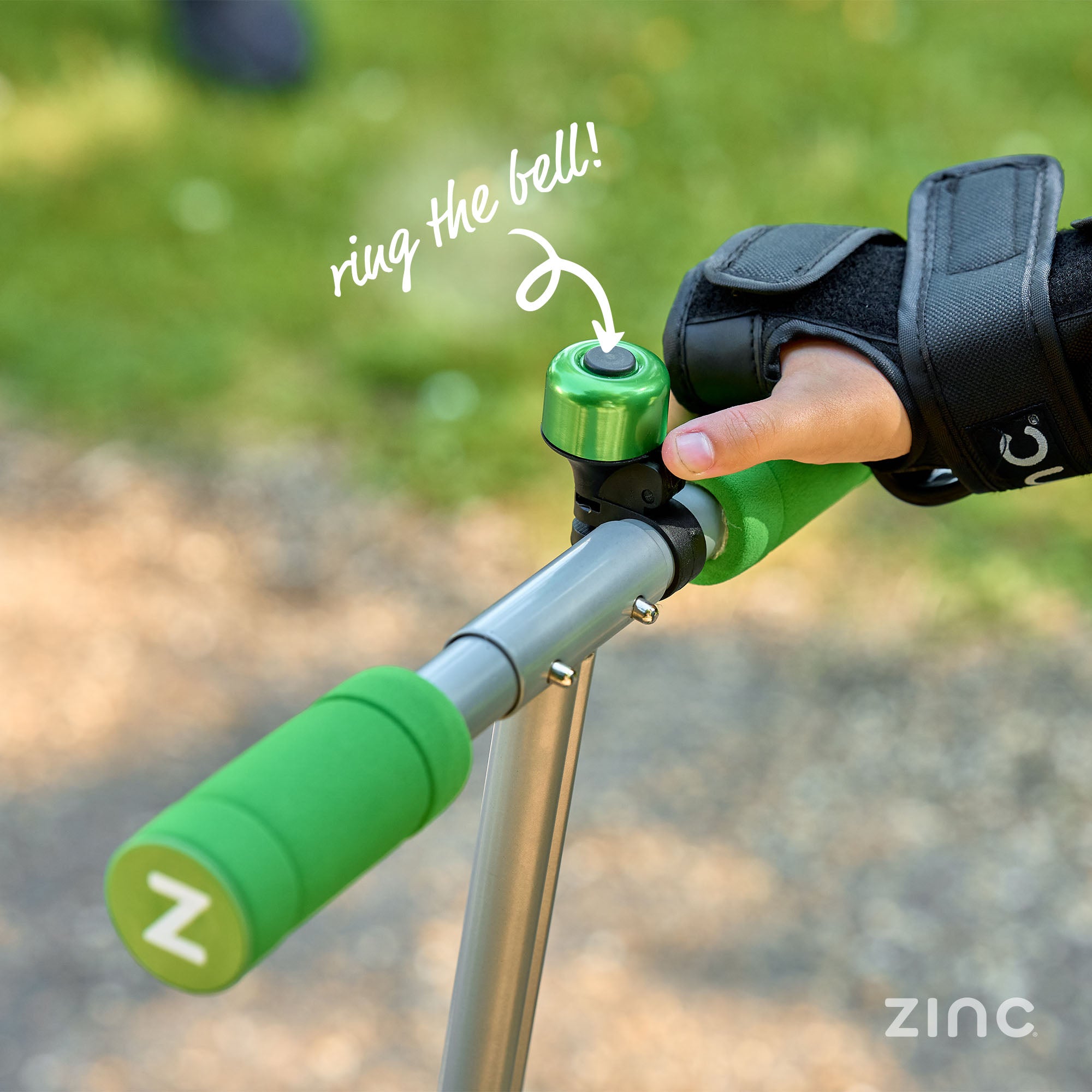 Soft touch foam grips on Dino scooter with three adjustable height options for growing children