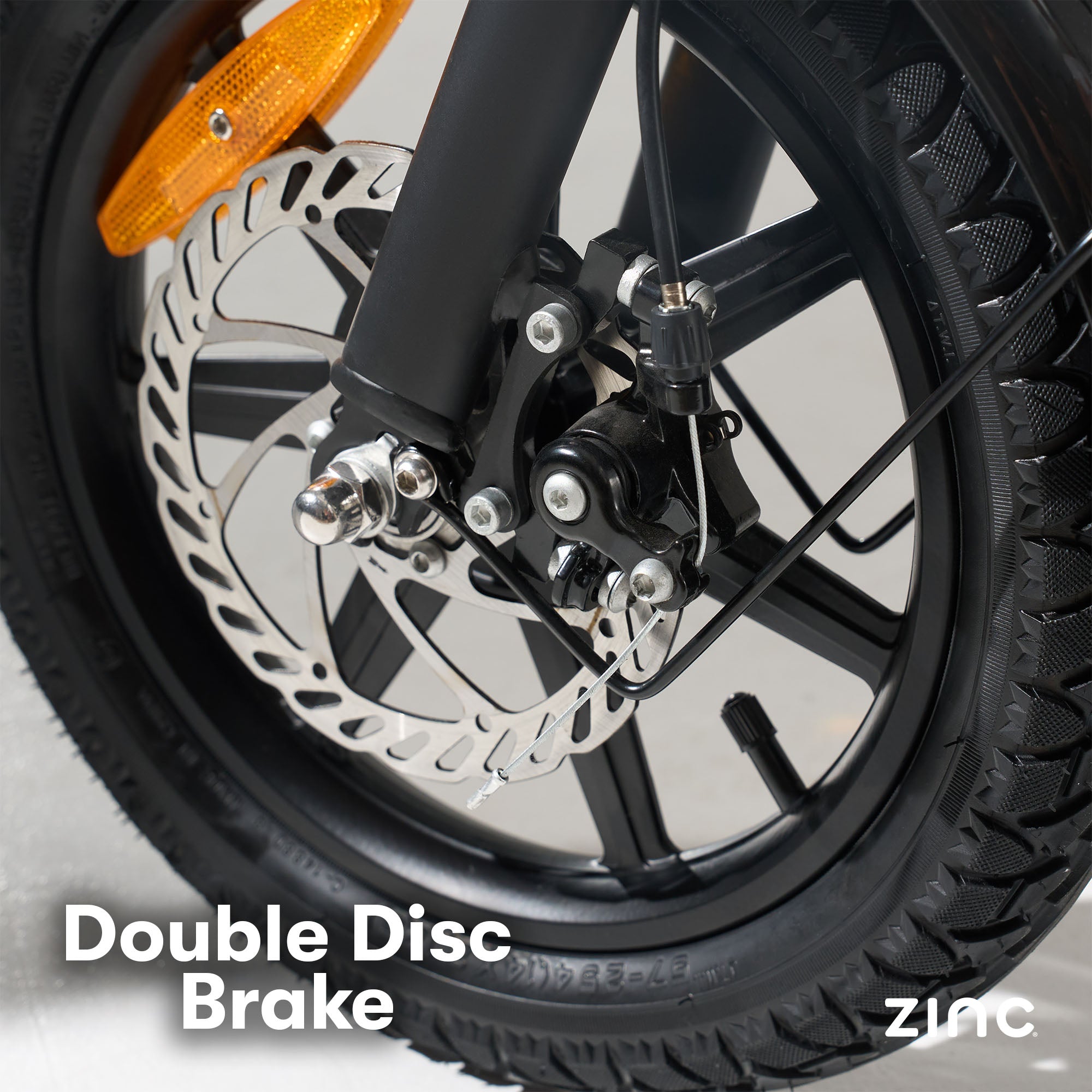 Double disc brake system on Formula E Venture ensuring safe stopping with removable taillight