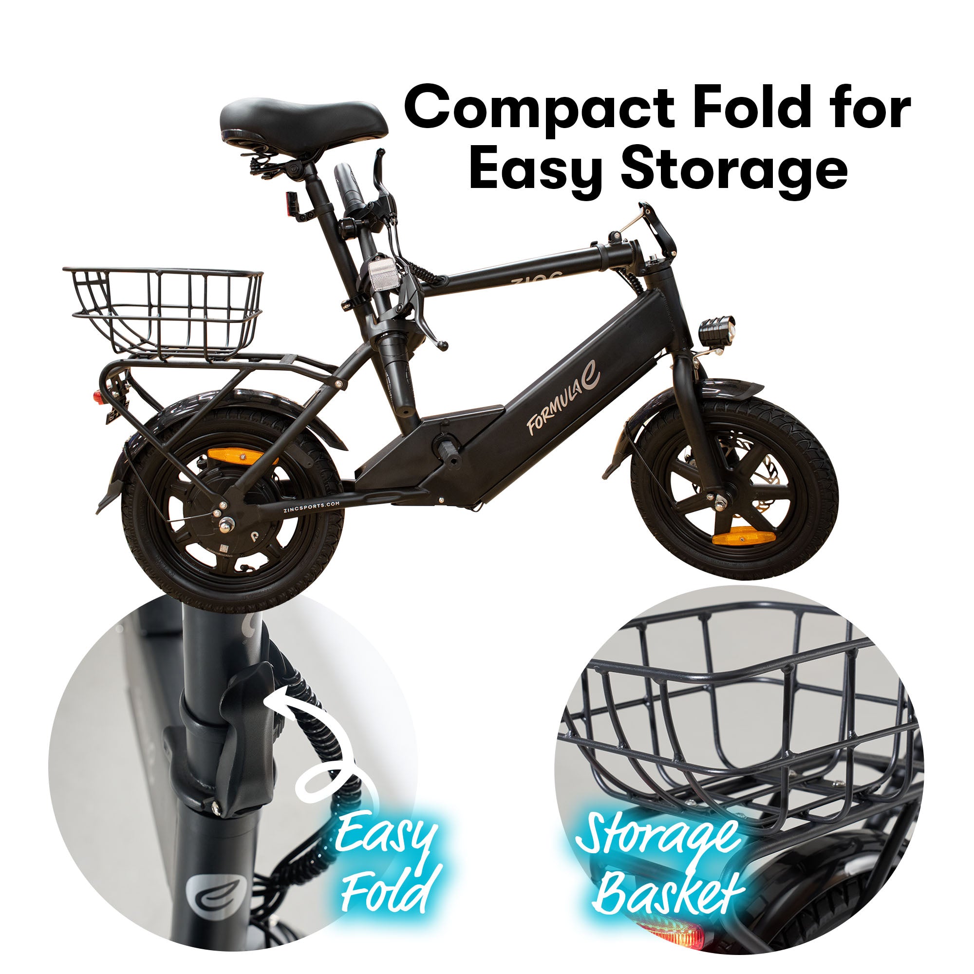 Electric seated scooter with included shopping basket for convenient storage and daily errands
