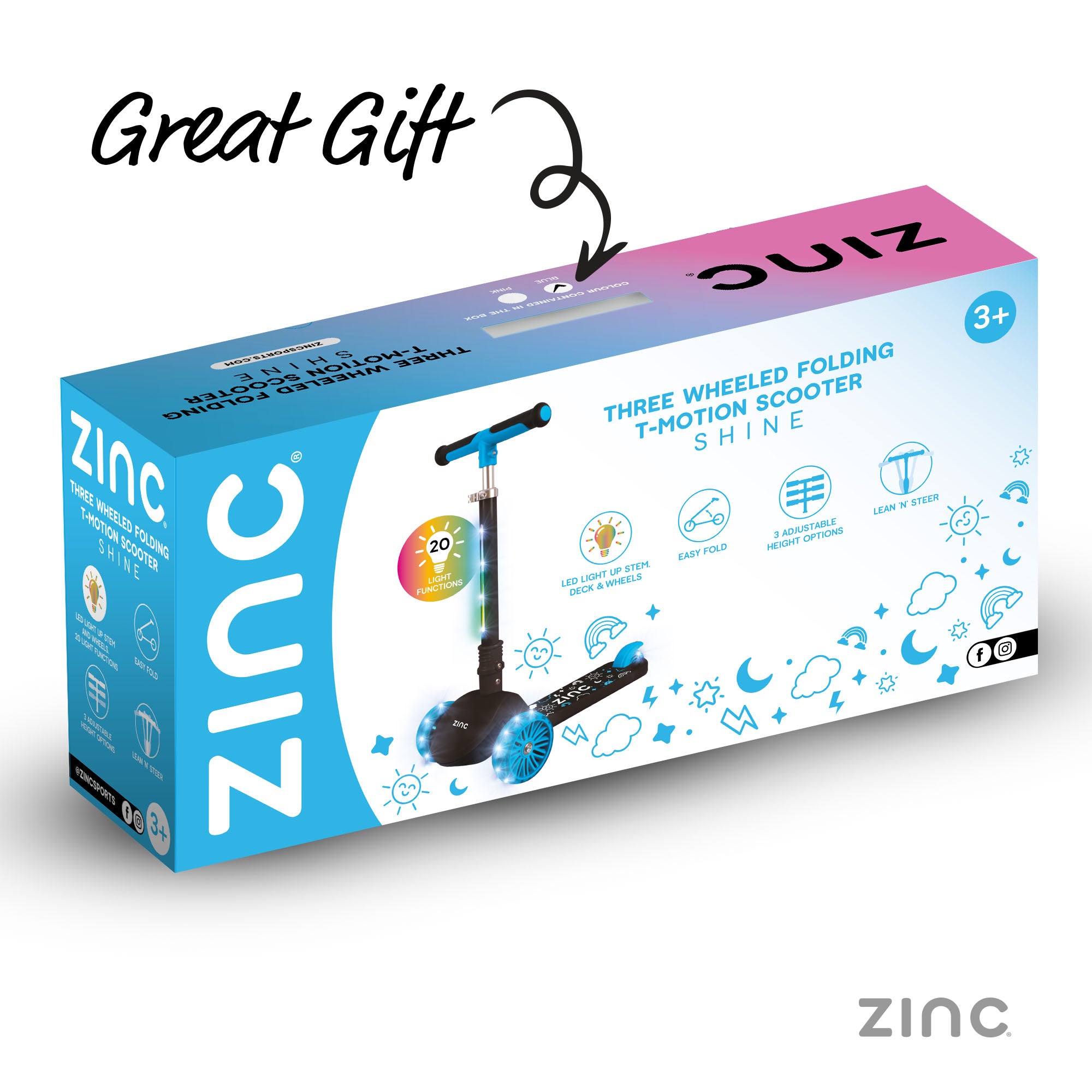 Zinc T-Motion Shine scooter black/blue packaging