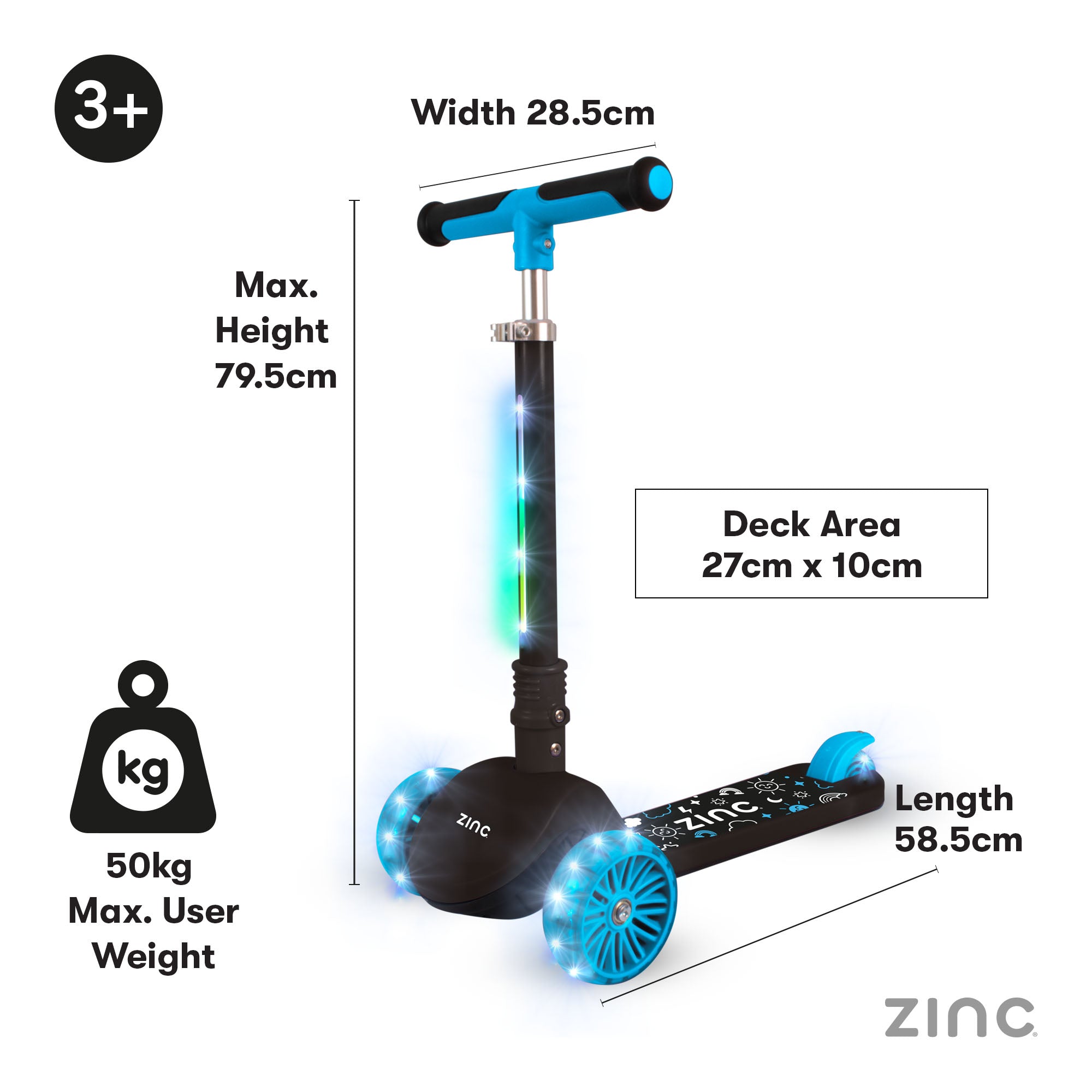 Zinc T-Motion Shine scooter black/blue variant - detail view