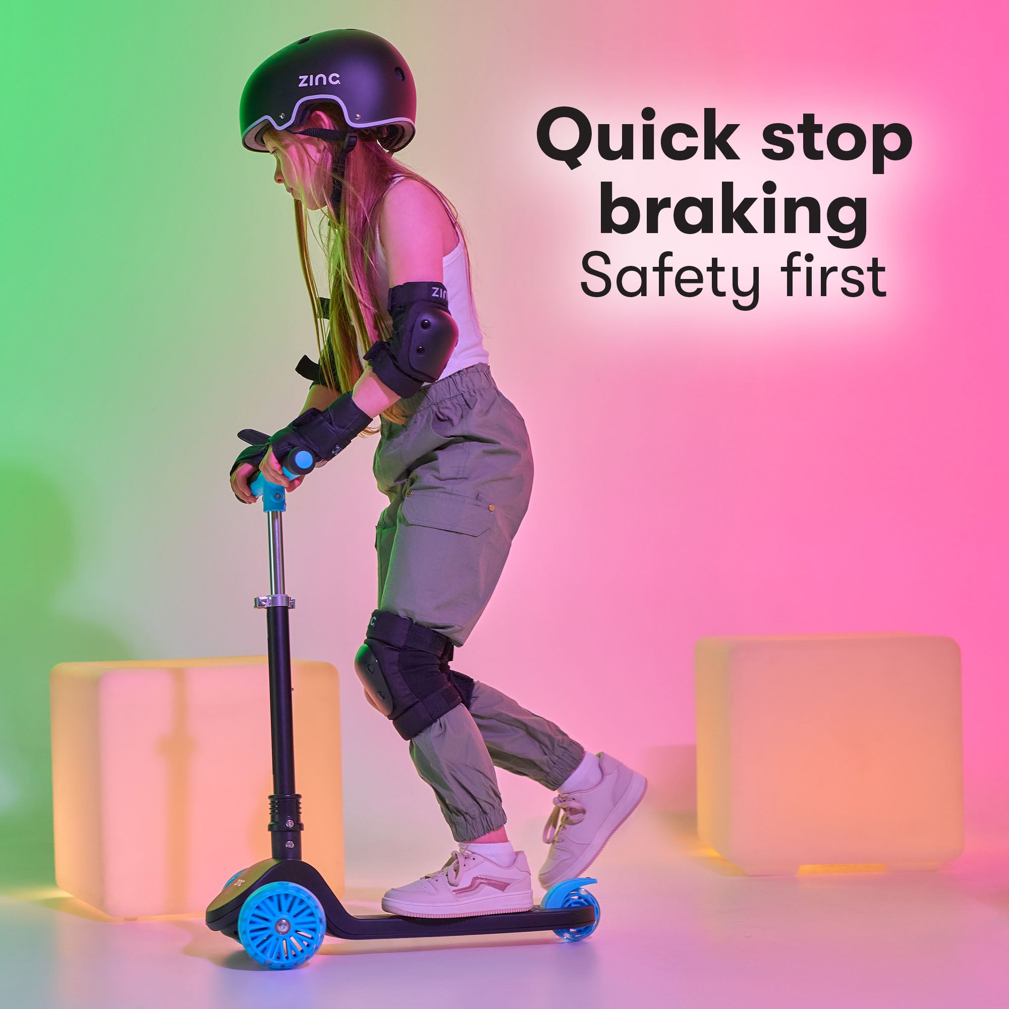 Zinc T-Motion Shine scooter black/ blue quick stop braking