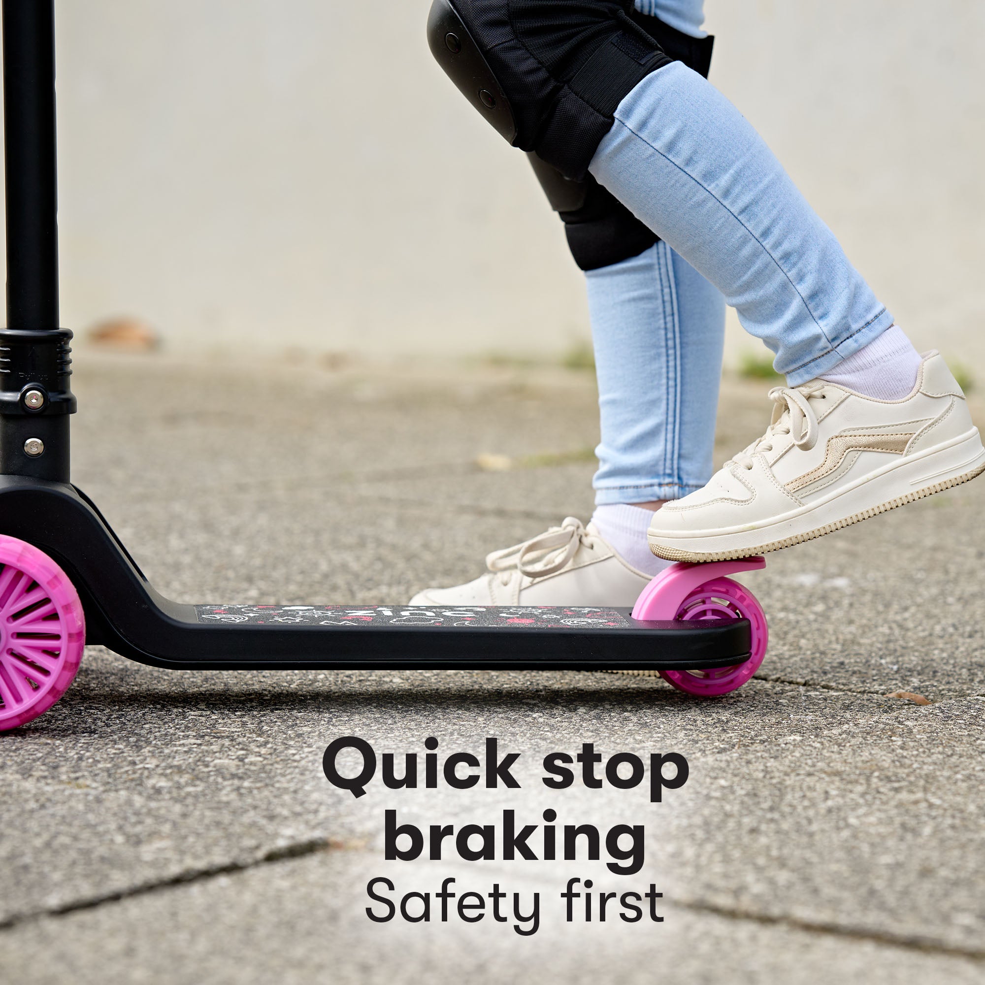 Black and pink T-Motion Shine scooter wheel and brake system