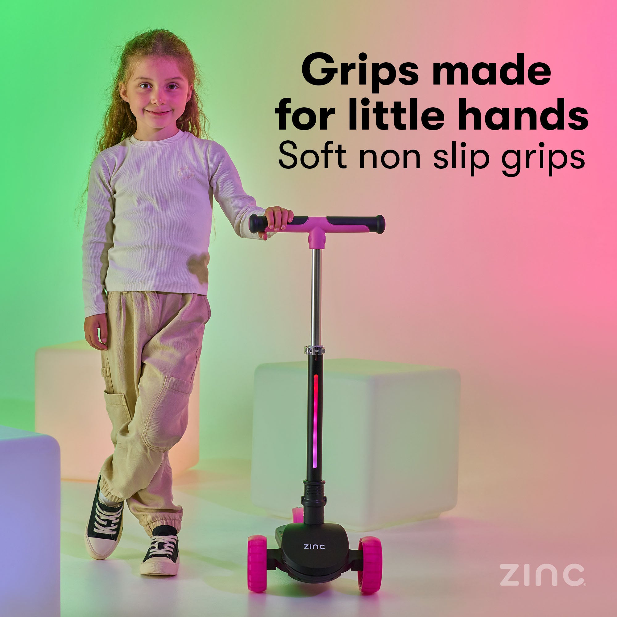 Zinc T-Motion Shine scooter black/pink variant - handlebar detail